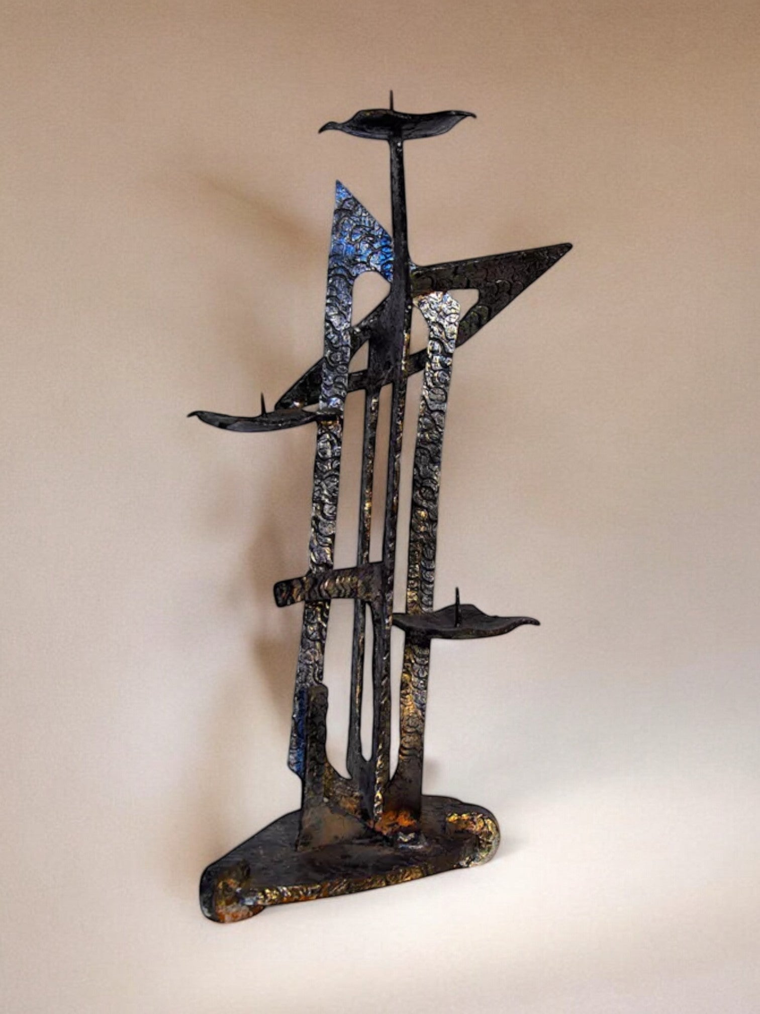 Midcentury Large Brutalist Candle Holder, Spain