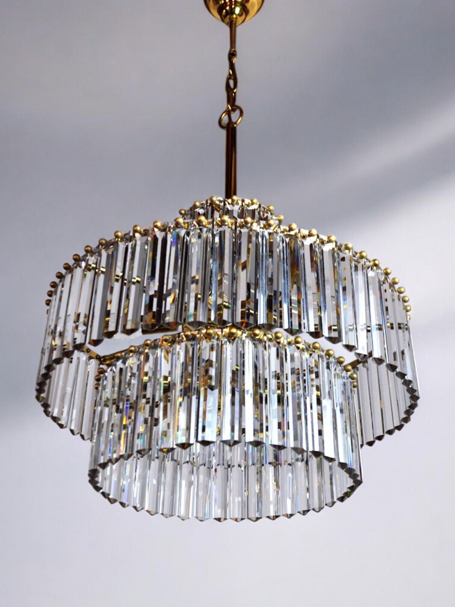 Kinkeldey chandelier, murano crystals, 3 levels, Germany, 1970