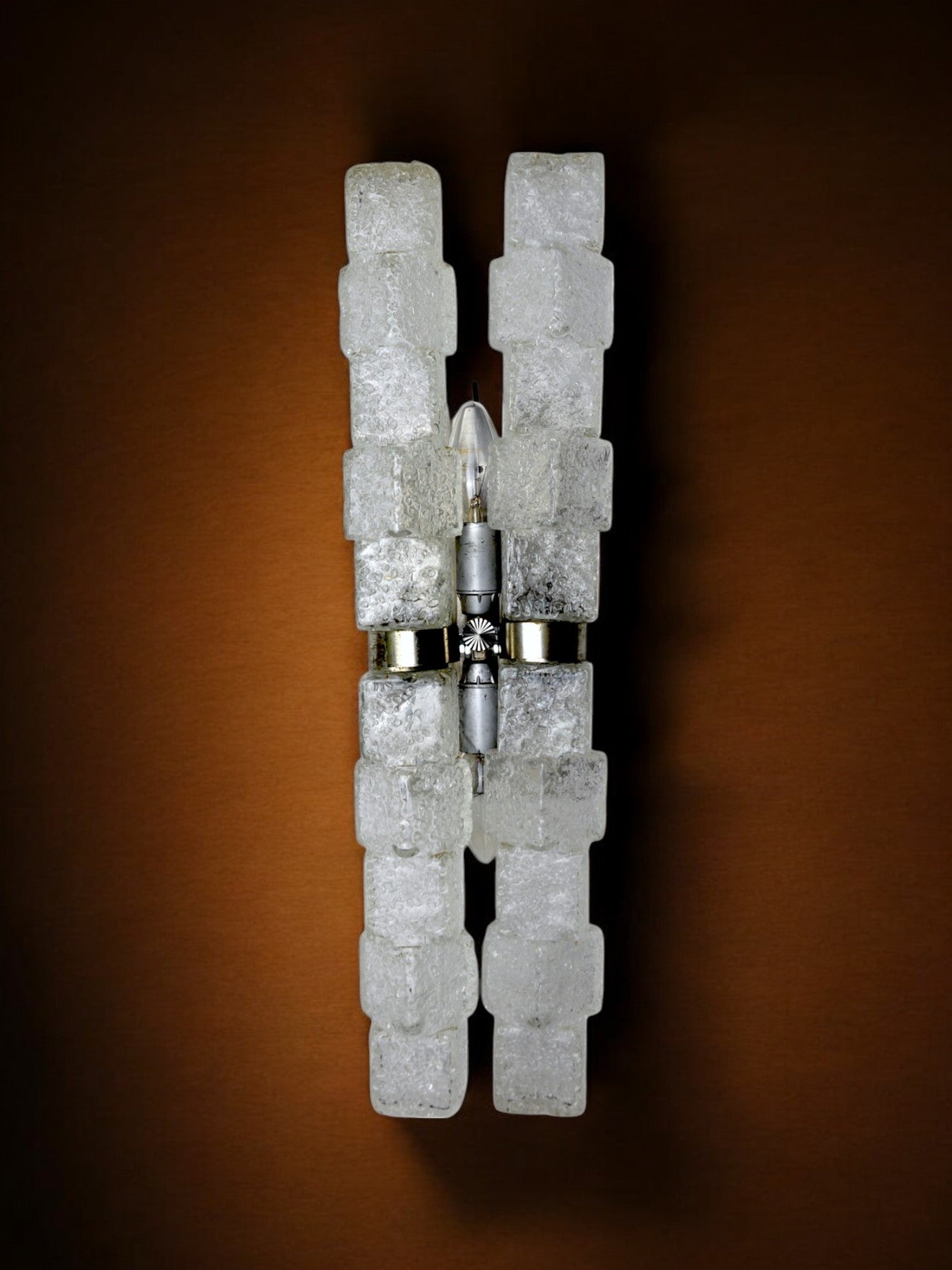 Murano wall lamp, frosted icicles, Italy, 1970