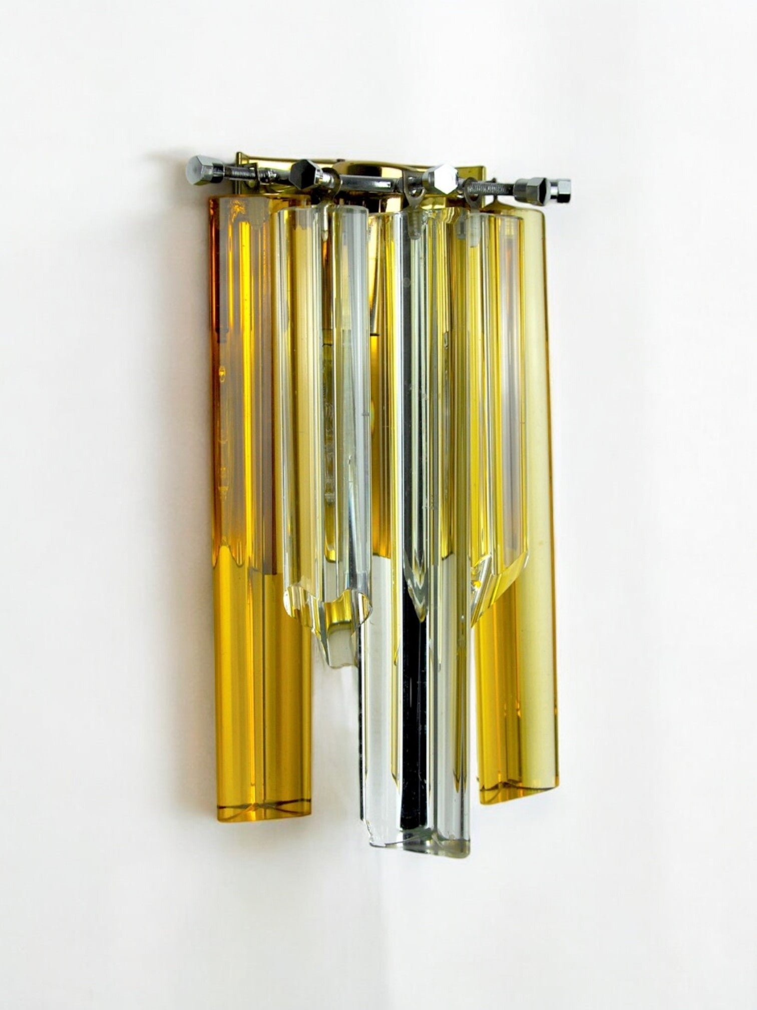 Venini Two-Tone Wall Light, murano triedri glass, Italy, 1970s
