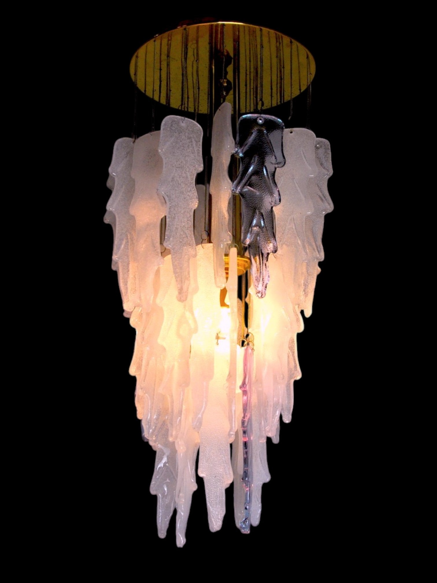 Poliarte waterfall pendant lamp by Albano Poli, 1970, Murano Italy