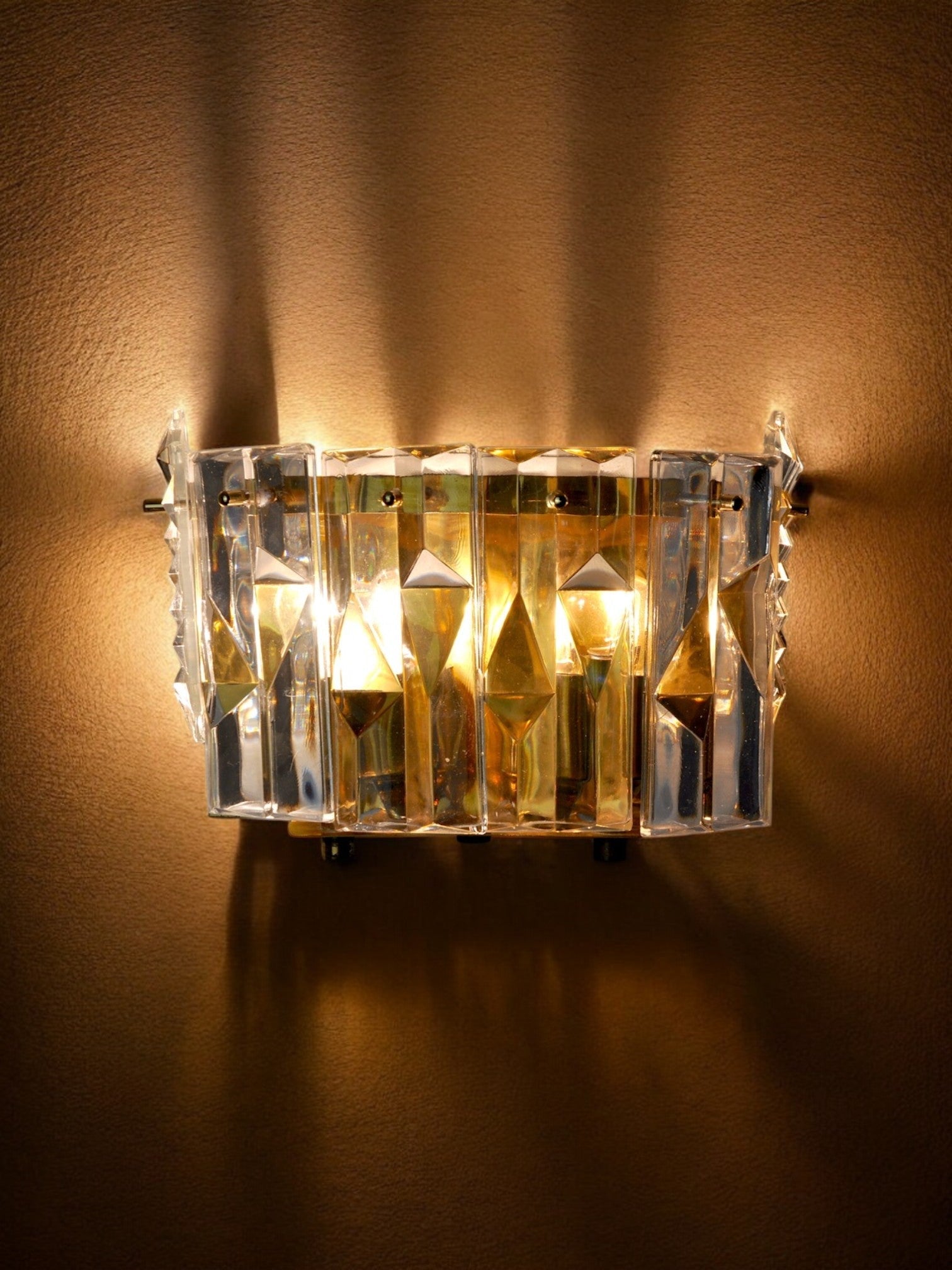 Kinkeldey wall lamp, murano cut crystals, Germany, 1970
