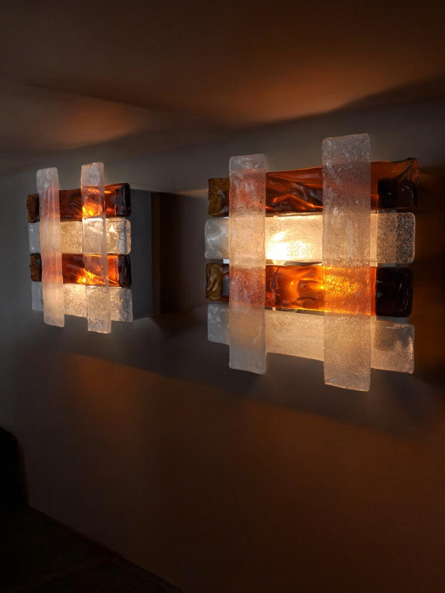 Pair of Poliarte sconces by Albano Poli 1970 Murano Italy