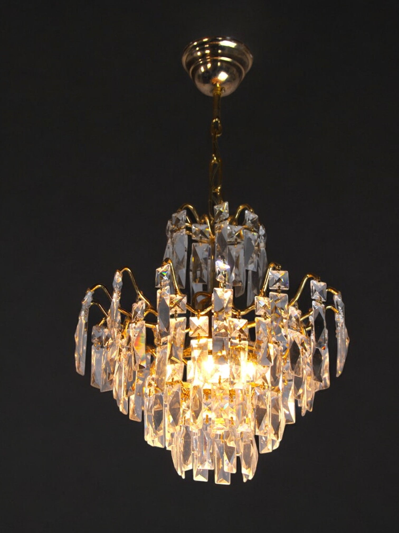 Regency chandelier, cut crystals, Spain, 1980