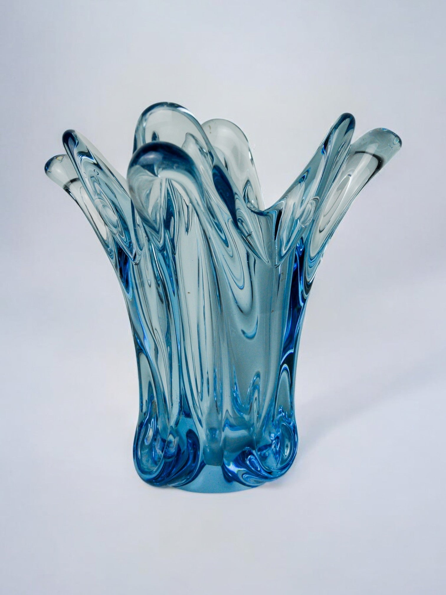 Blue seguso vase in murano glass, italy, 1970