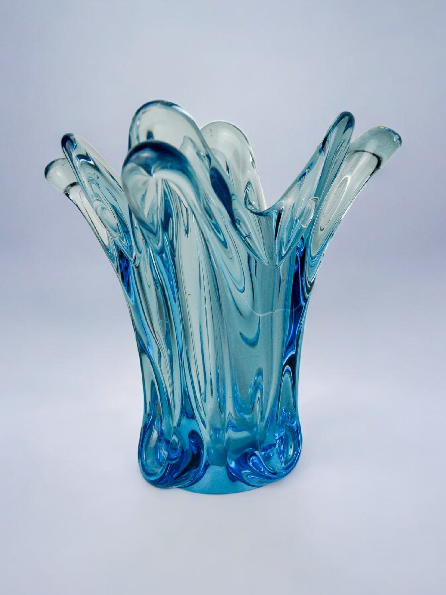 Blue seguso vase in murano glass, italy, 1970