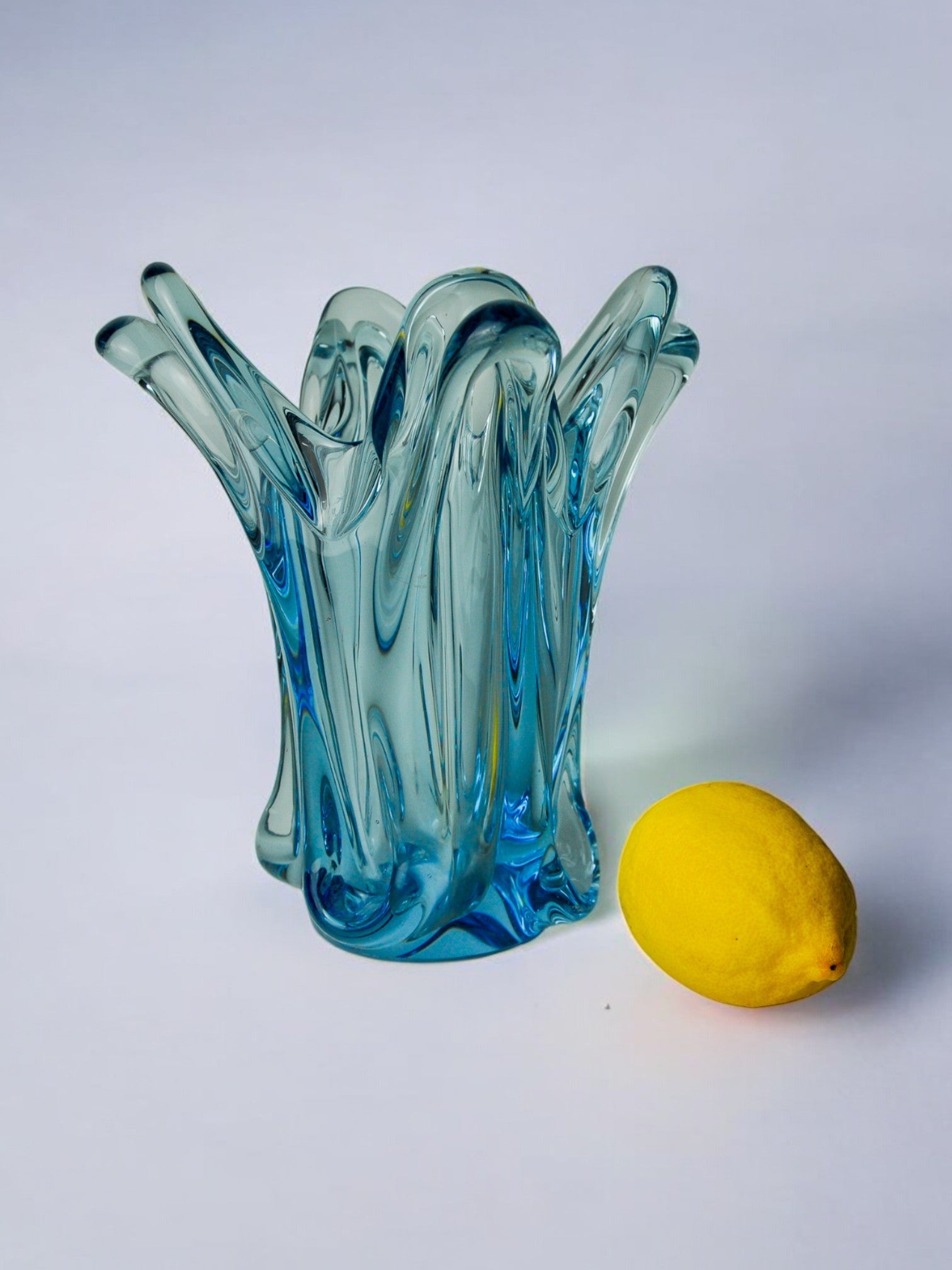 Blue seguso vase in murano glass, italy, 1970 – Malamar Studio