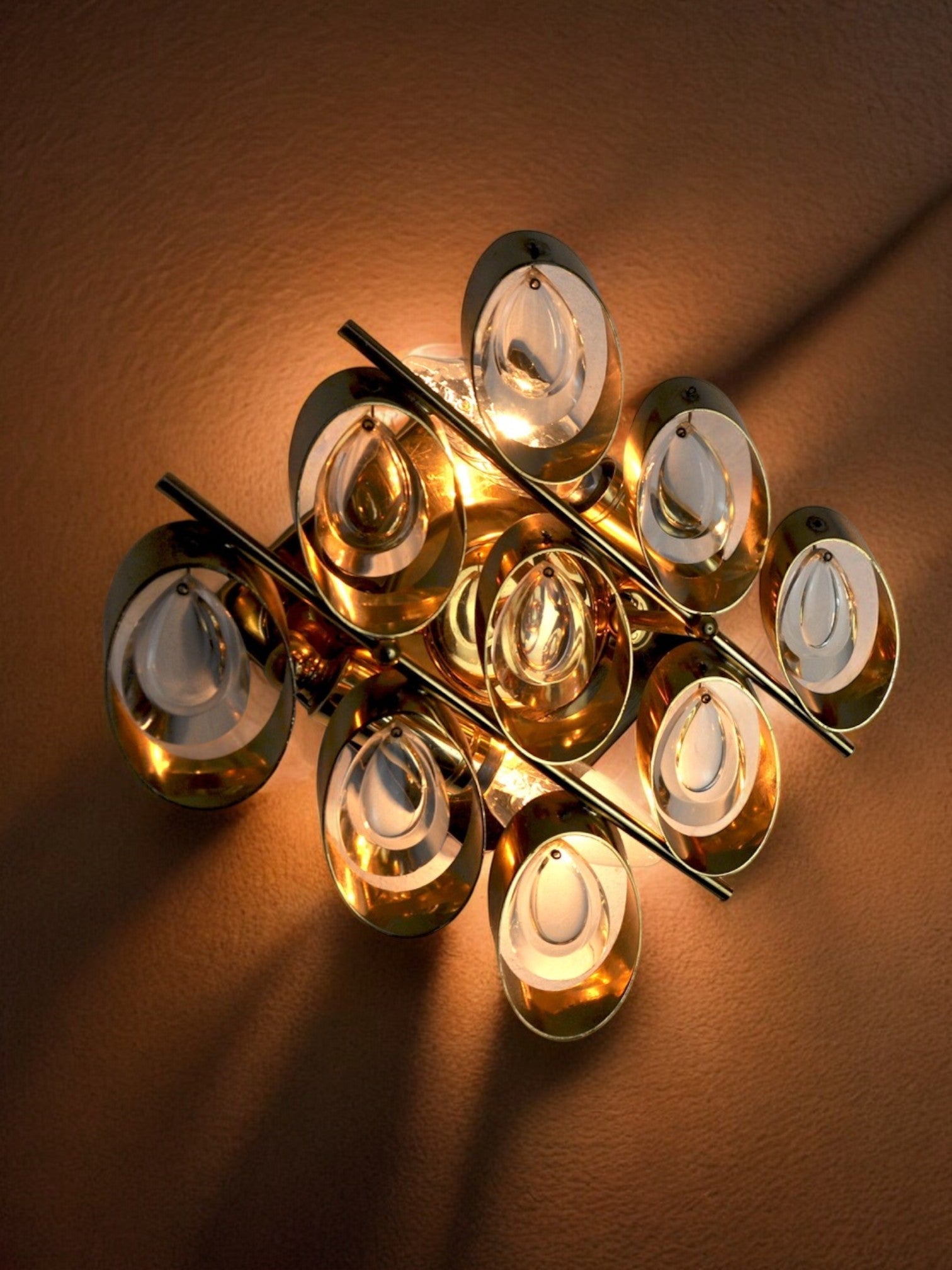 Pair of oscar torlasco sconces, murano glass, italy, 1970