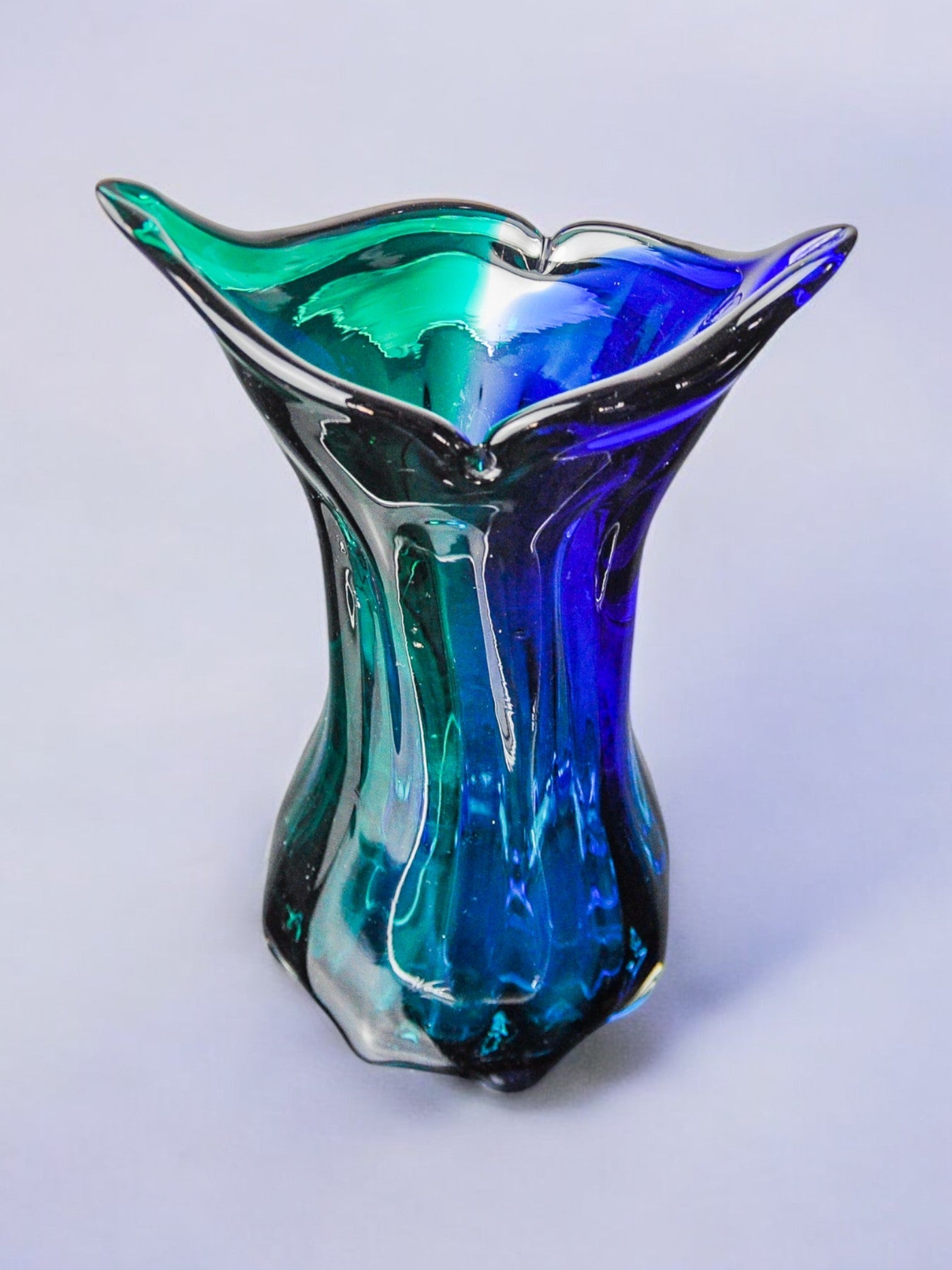 Sommerso green and blue vase by Seguso, Murano glass, Italy, 1970