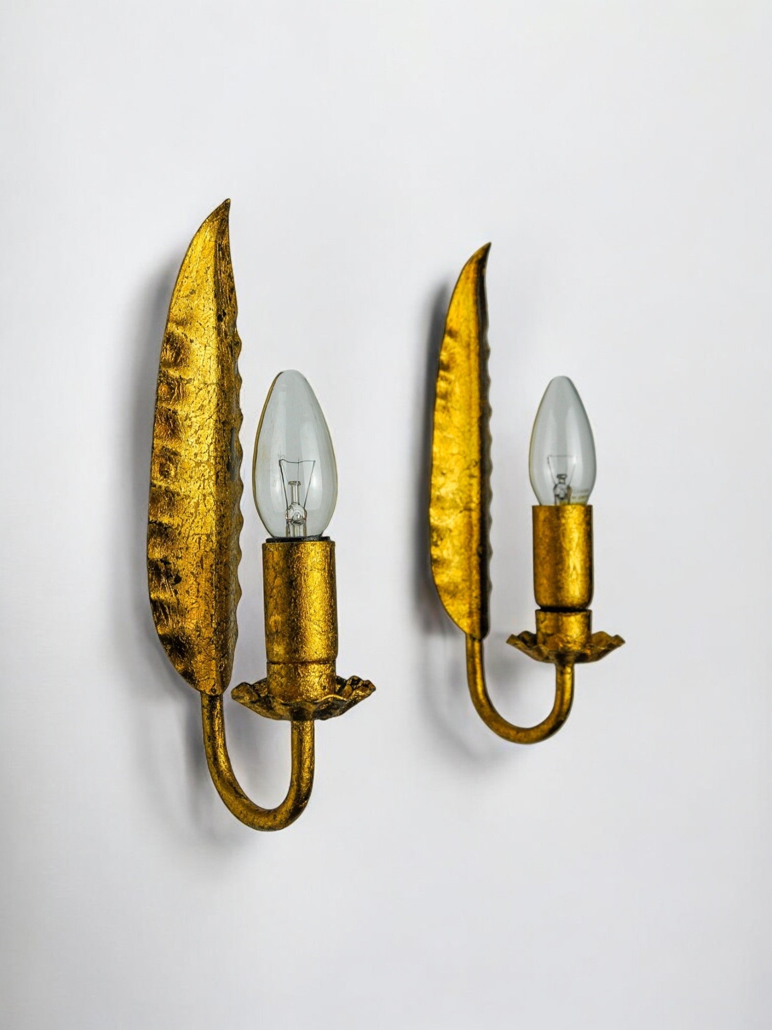 Pair of "leaf" sconces by Ferro Arte, Spain, 1960
