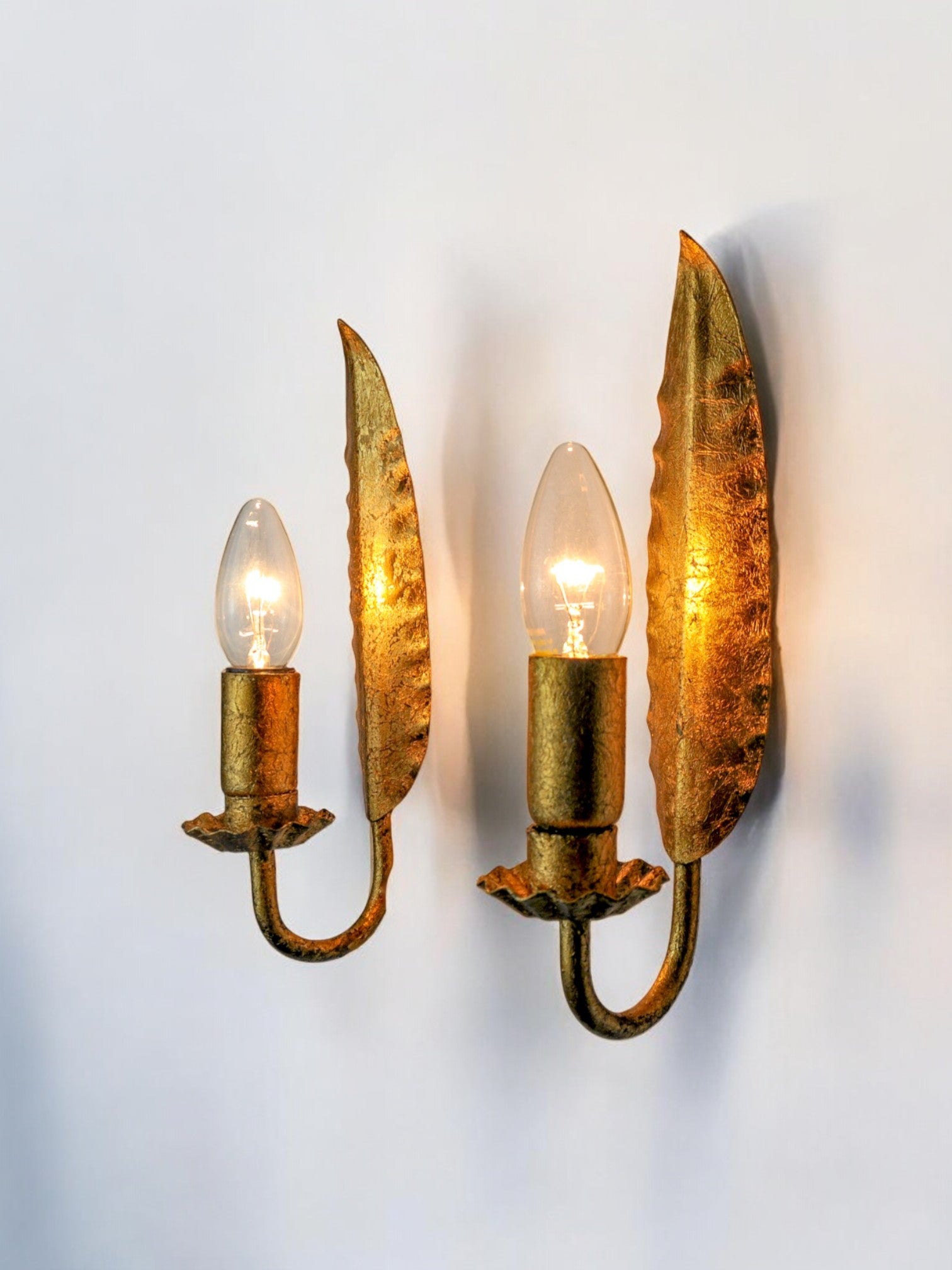 Pair of "leaf" sconces by Ferro Arte, Spain, 1960