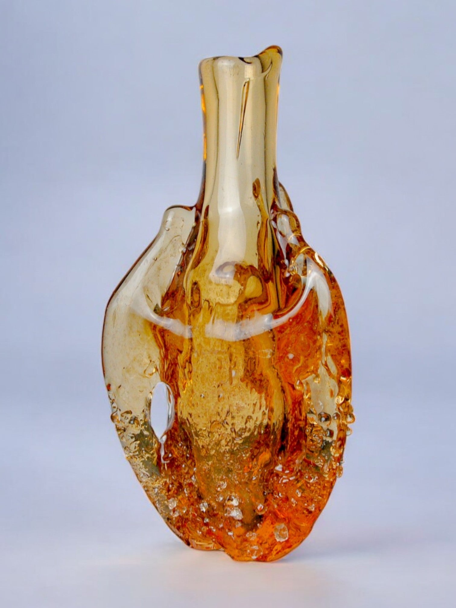 Orange Seguso vase, frosted Murano glass, Italy, 1970