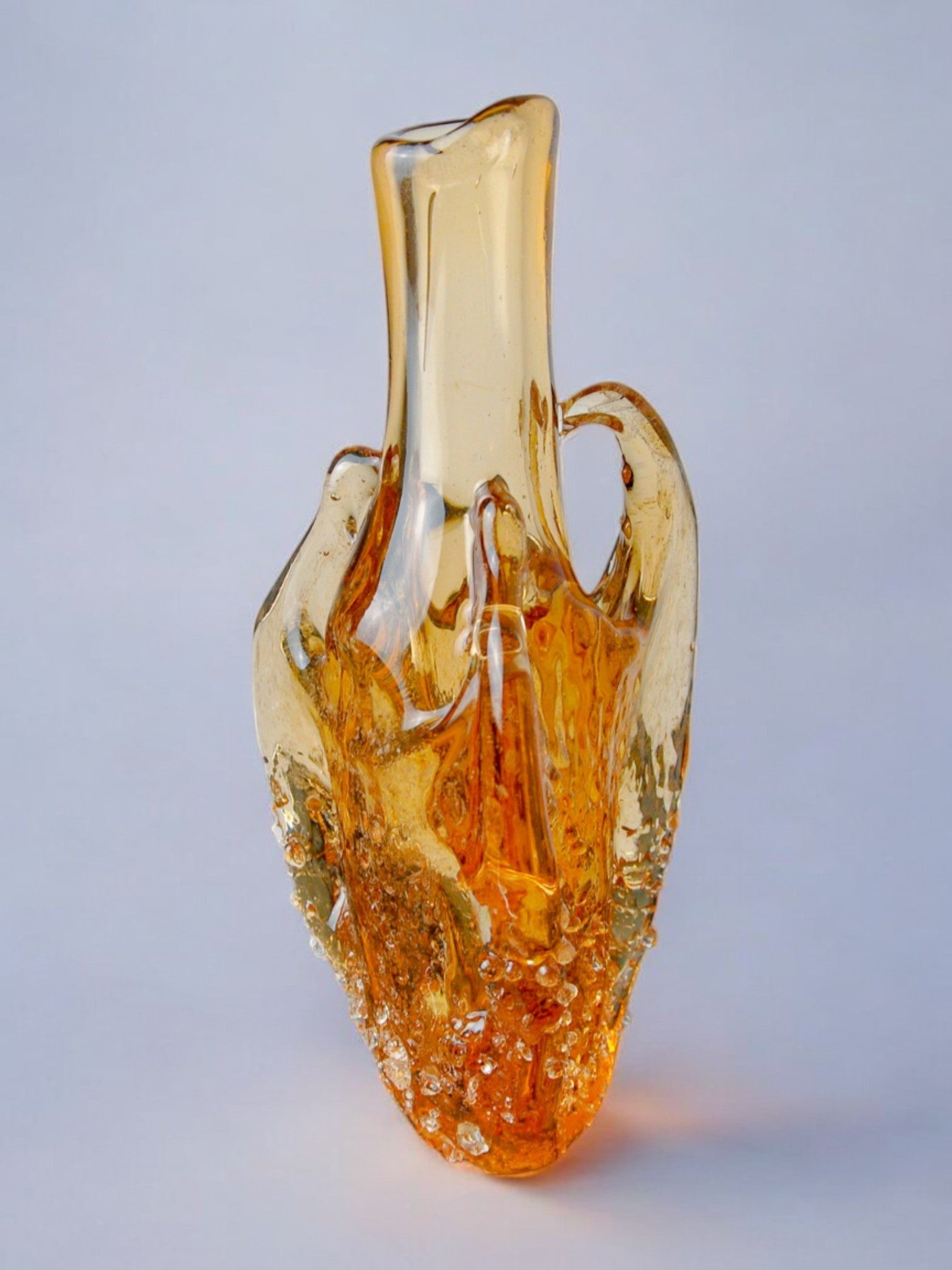 Orange Seguso vase, frosted Murano glass, Italy, 1970