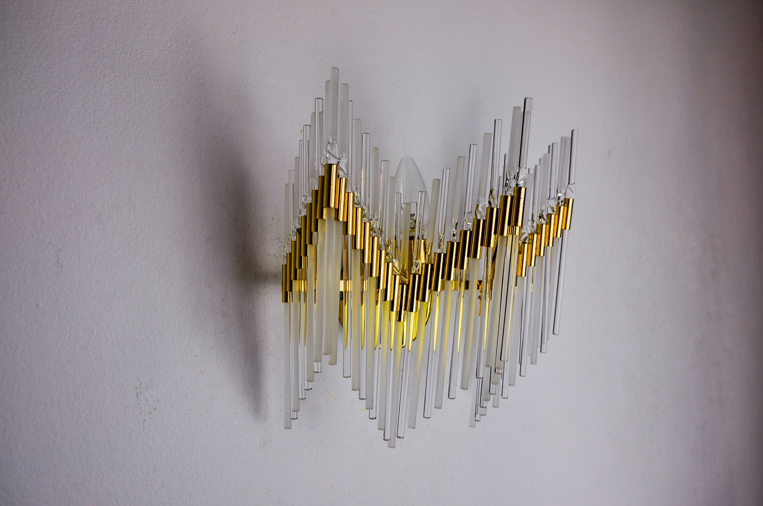 Venini tubular sconce, tubular cut crystals, Italy, 1970