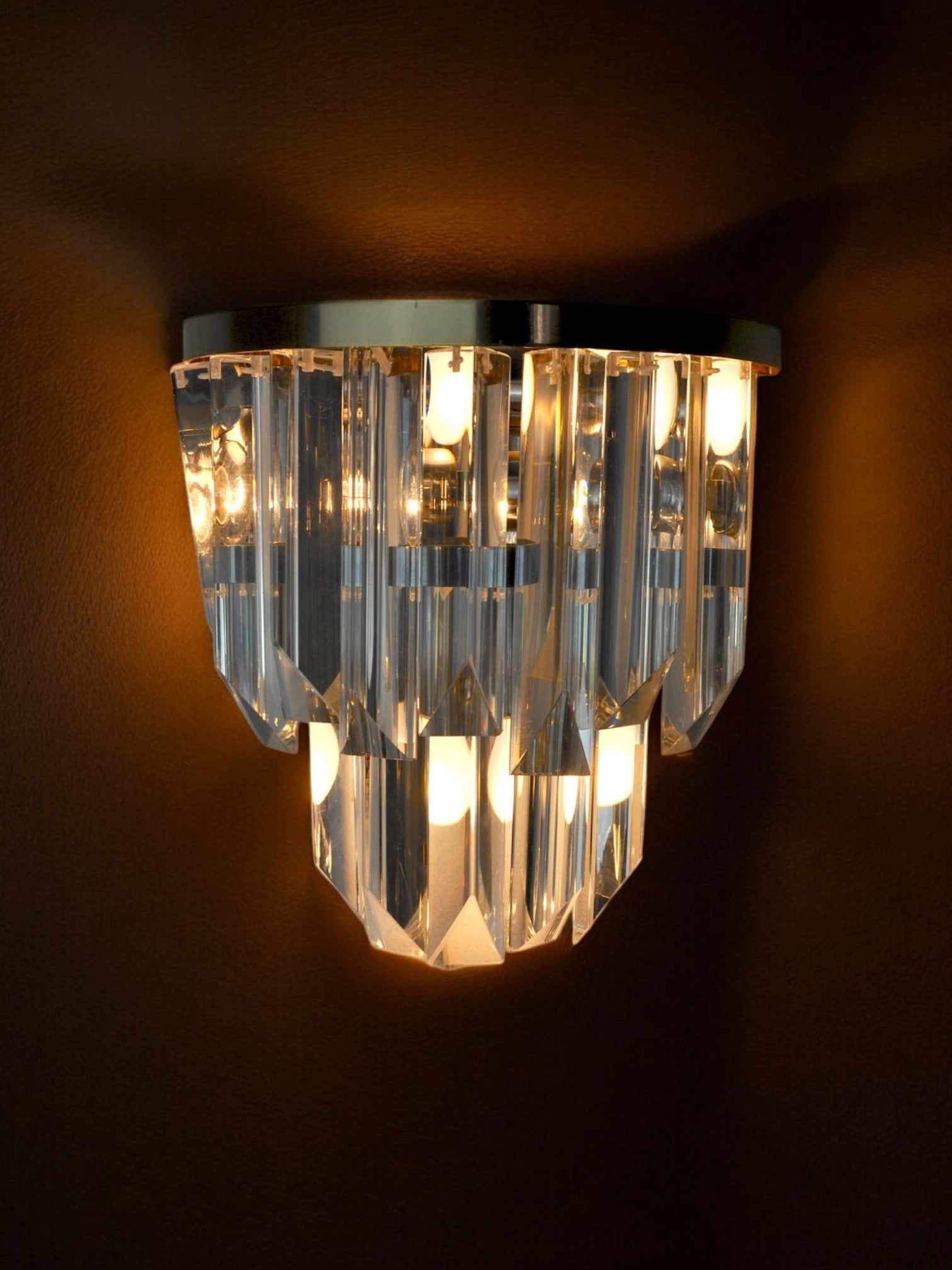 Triedri Venini Sconce, murano crystals, 1970s, Italy