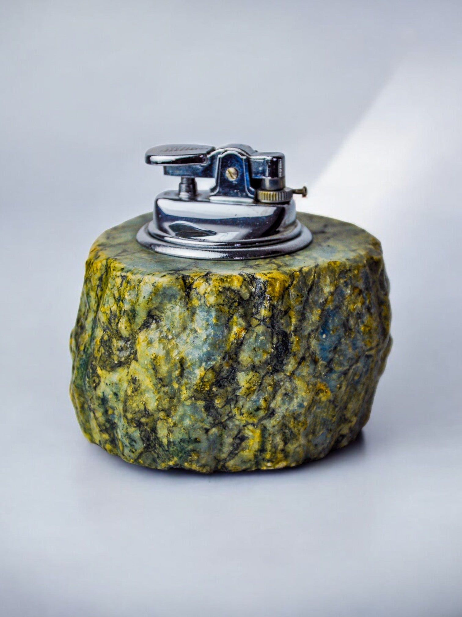 Green alabaster lighter by Romano Bianchi, Italy, 1970