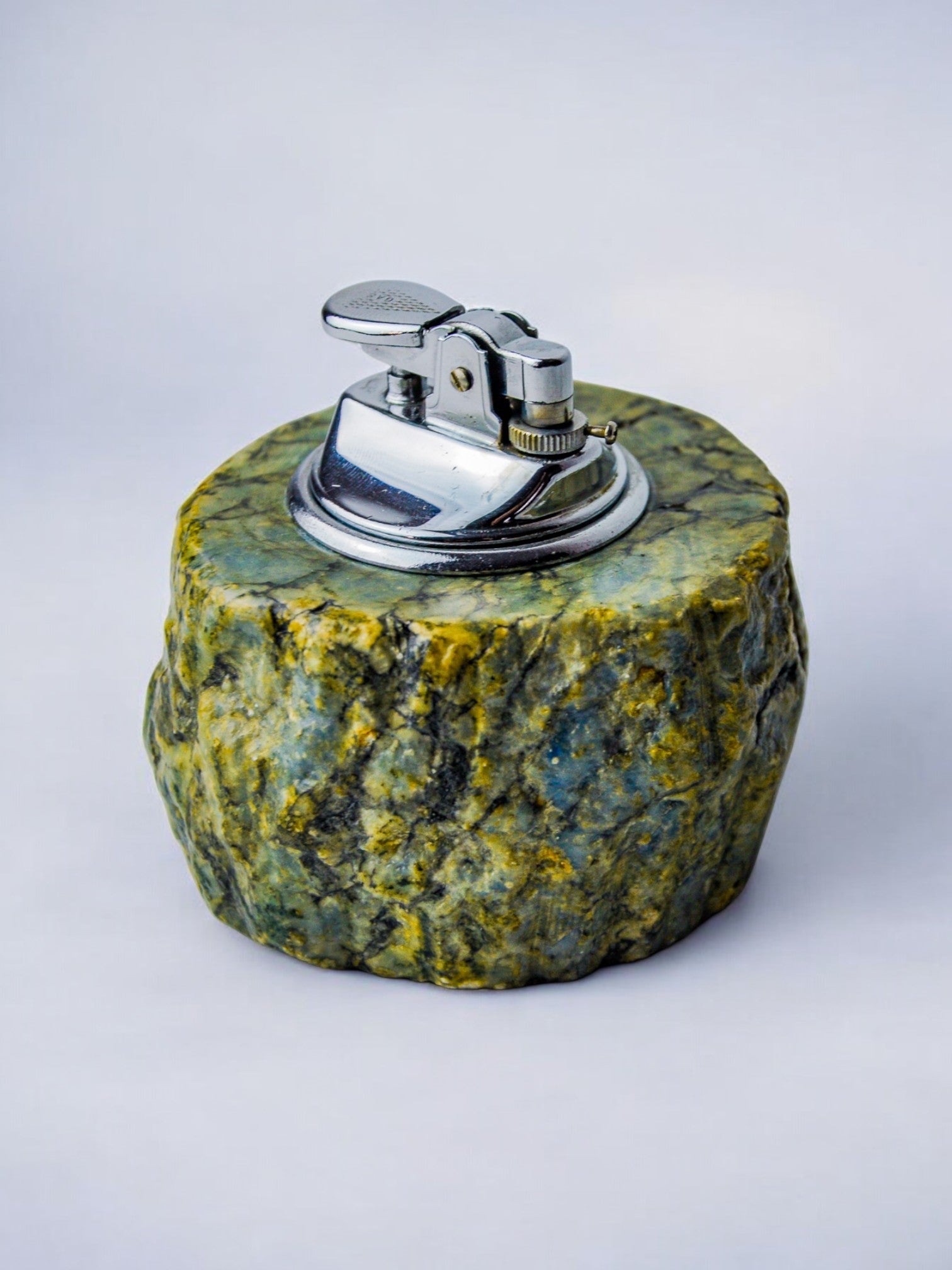 Green alabaster lighter by Romano Bianchi, Italy, 1970