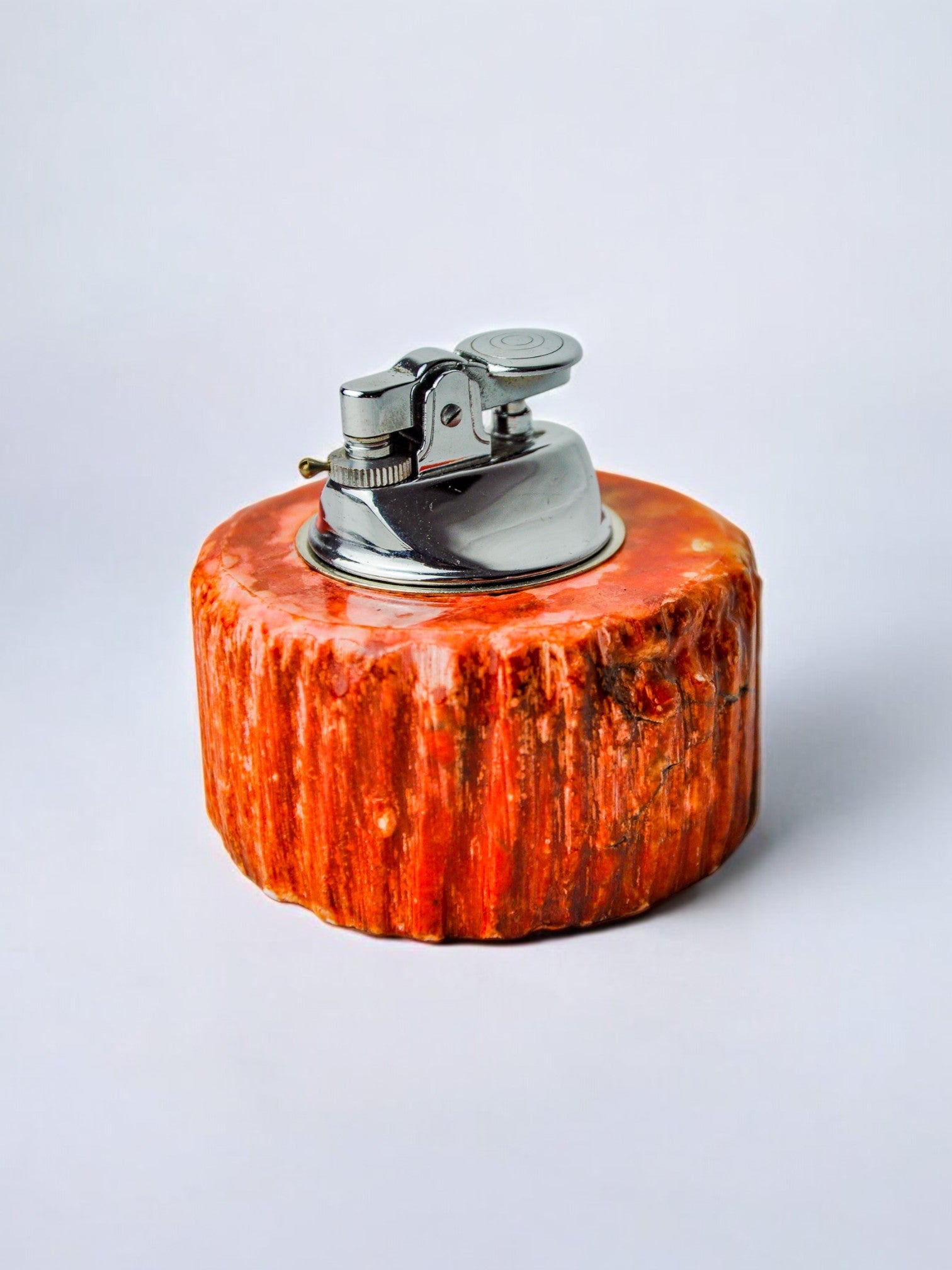 Red alabaster lighter by Romano Bianchi, Italy, 1970
