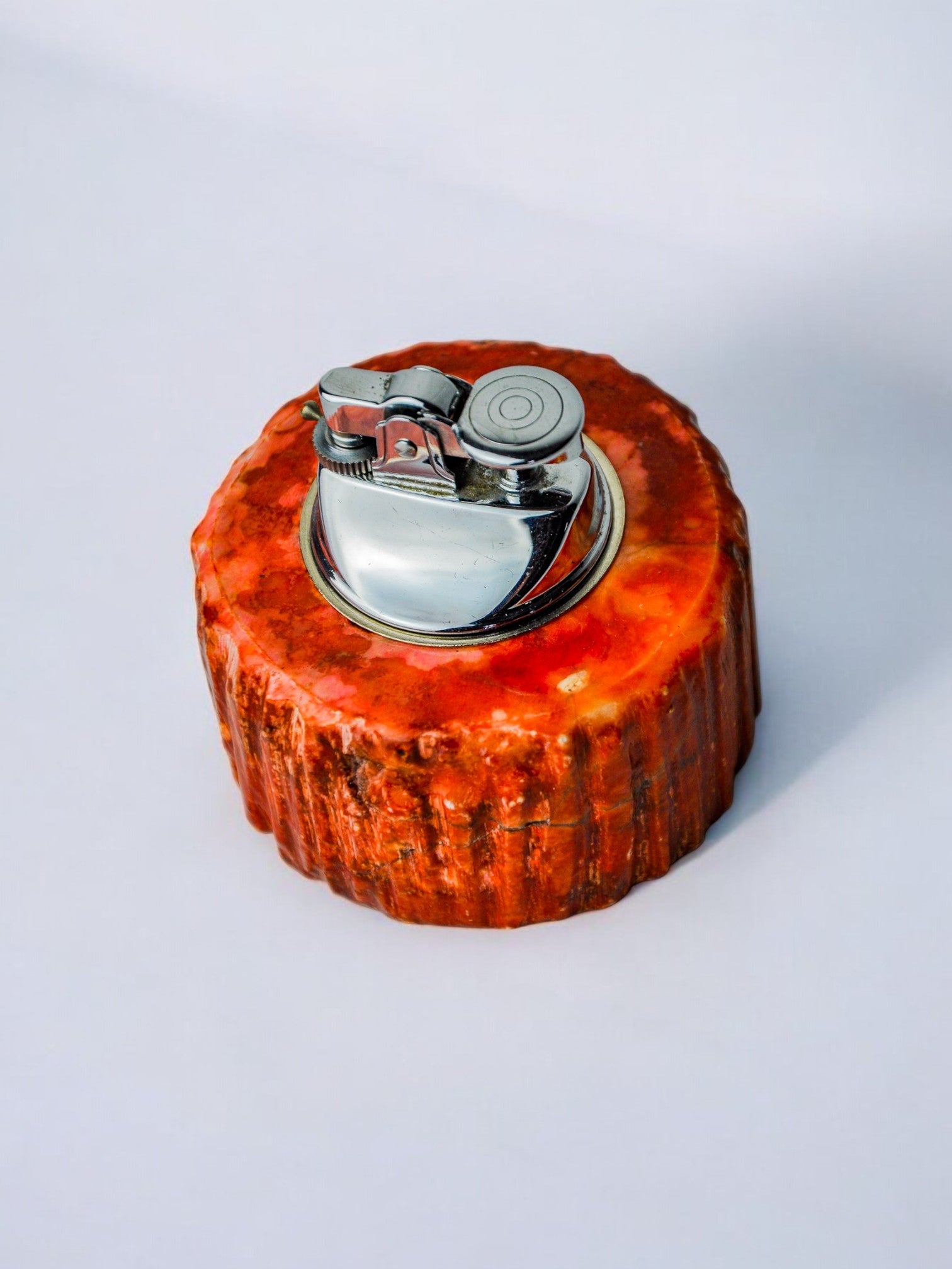 Red alabaster lighter by Romano Bianchi, Italy, 1970