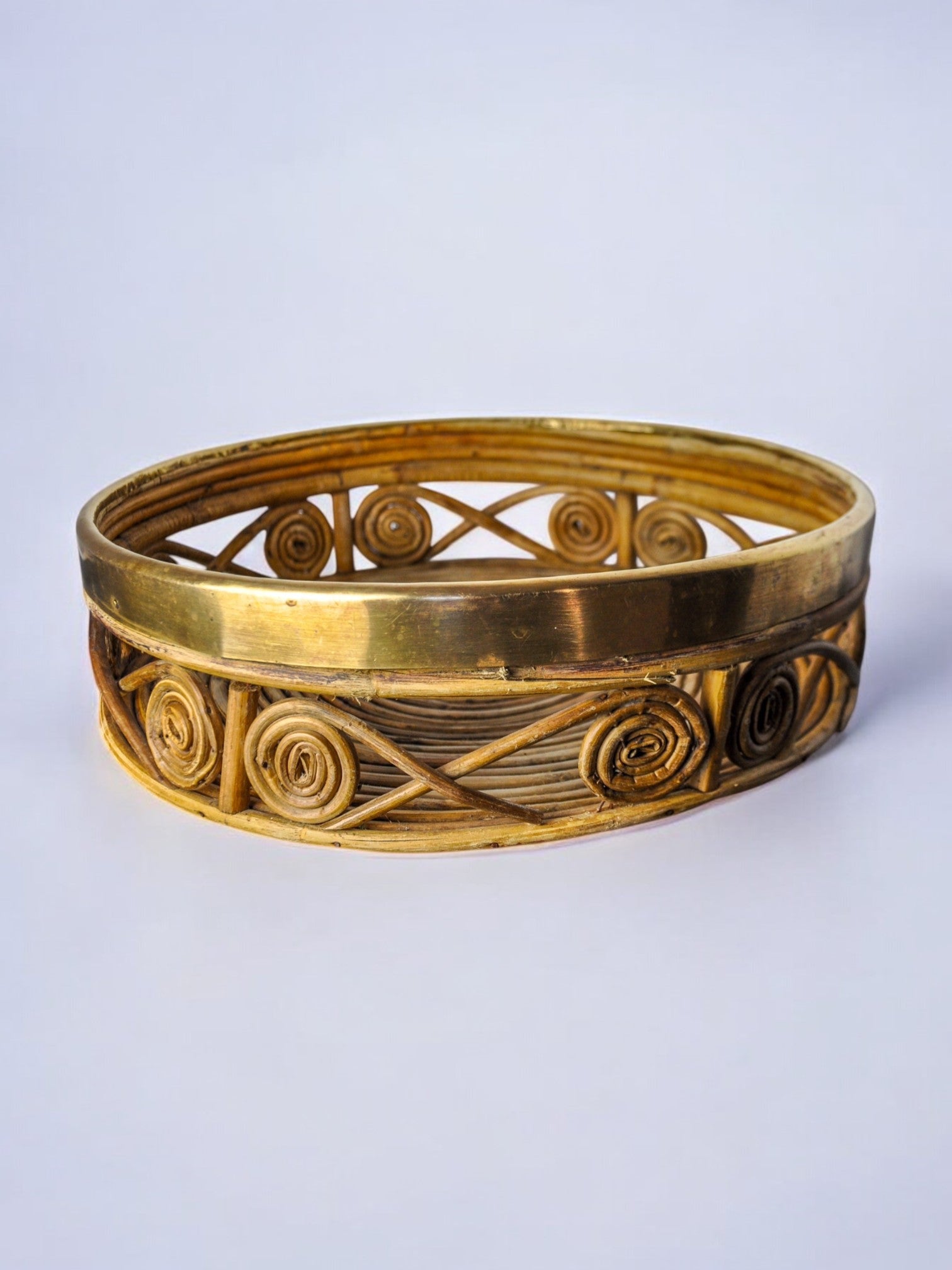 Rattan and brass centerpiece, Italy, 1970