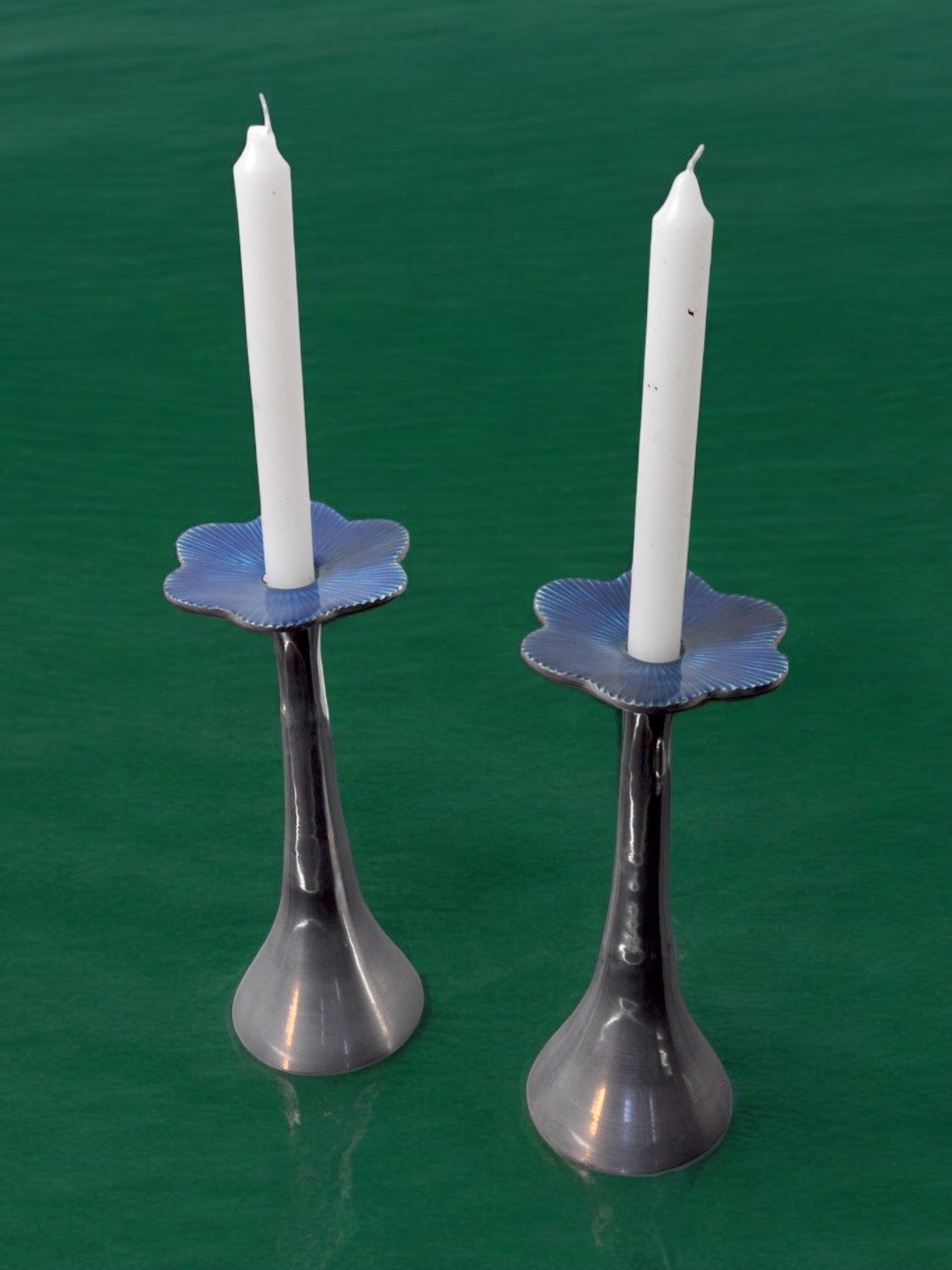 Pair of floral brutalist candlesticks by david marshall, 1980, spain