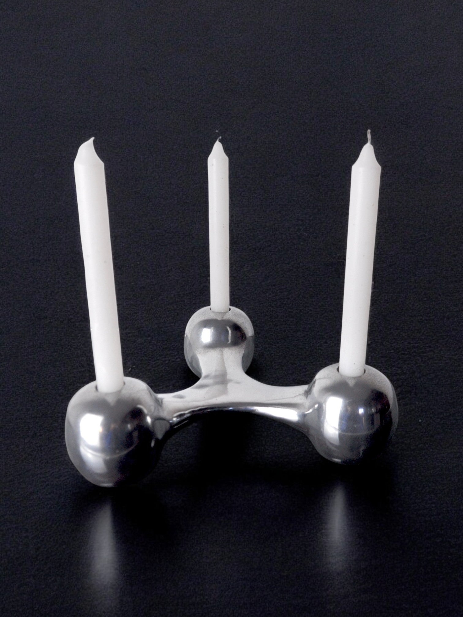 Biomorphic candleholder,solid aluminium, denmark, 1970's