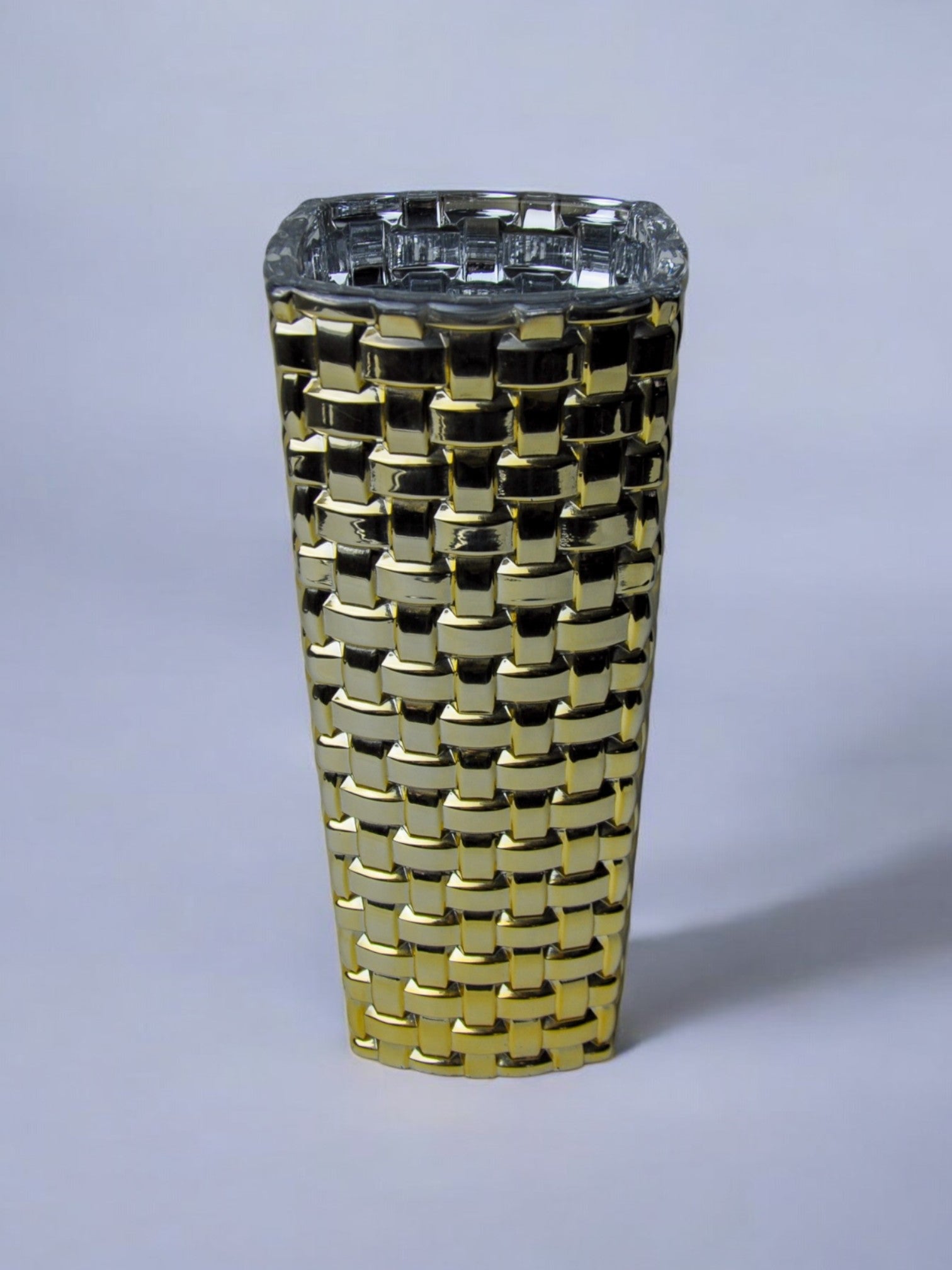 Golden Bamboo effect glass vase by Nachtmann, Germany, 1980