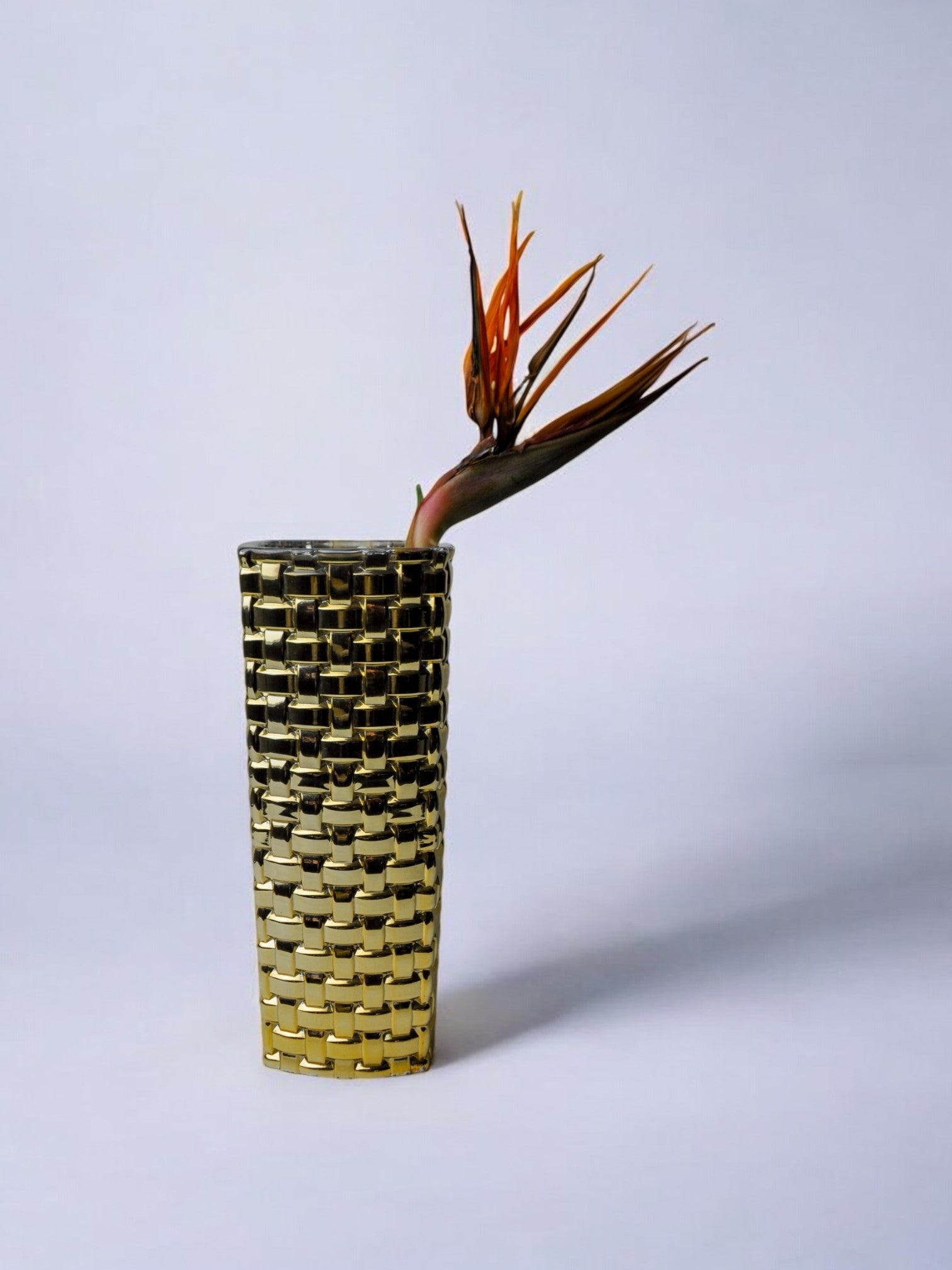 Golden Bamboo effect glass vase by Nachtmann, Germany, 1980