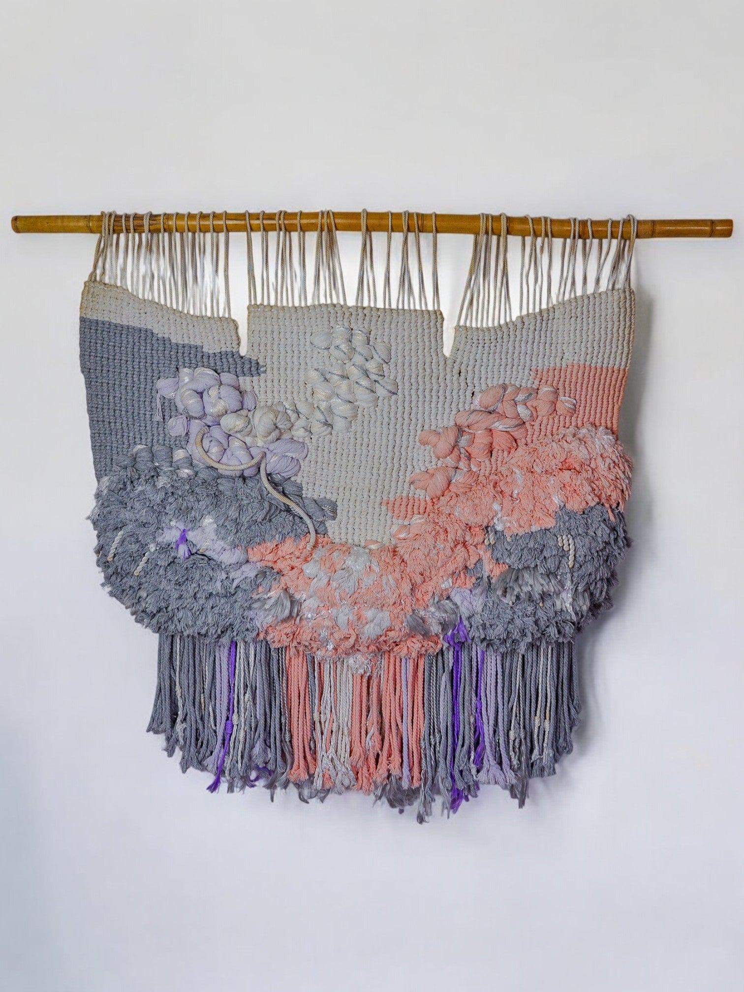 Textured macrame wall hanging, Spain, 1970s
