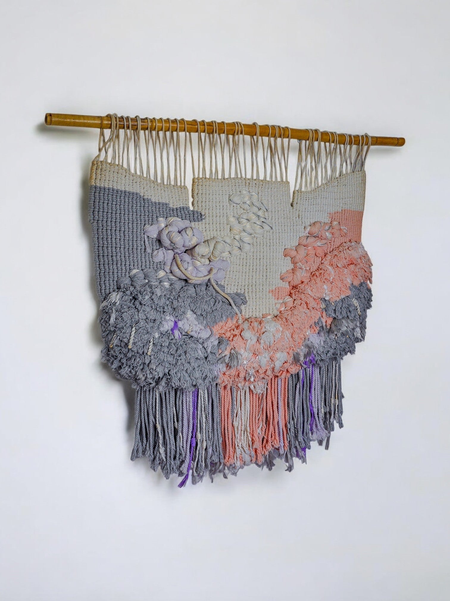Textured macrame wall hanging, Spain, 1970s