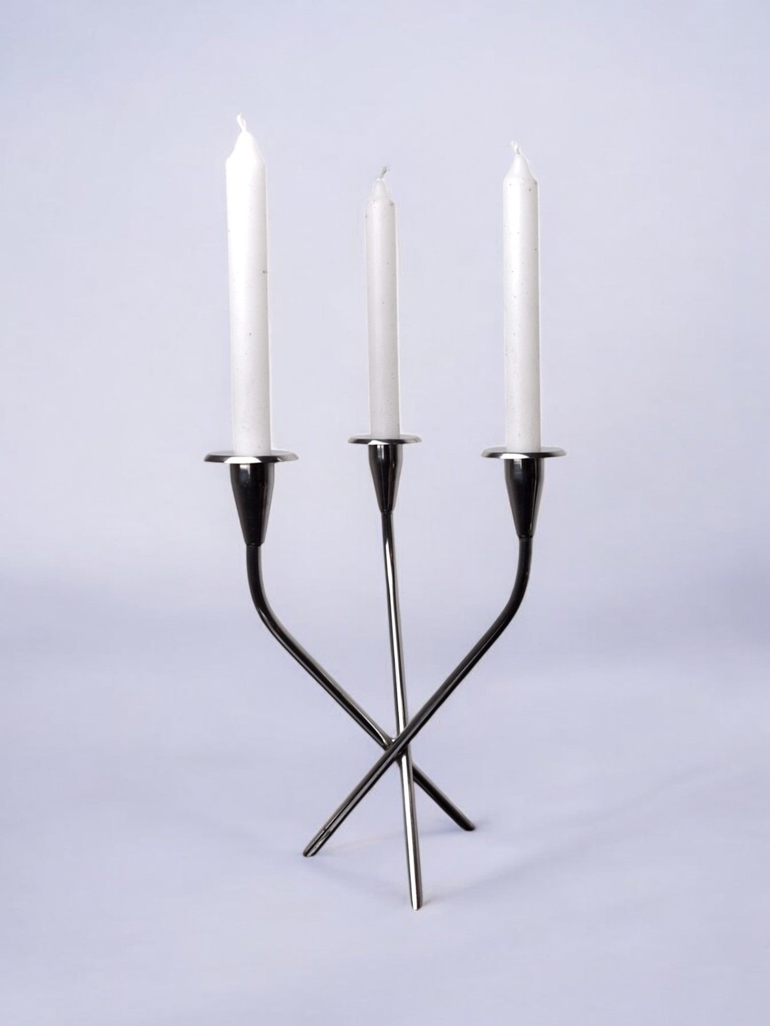 Scandinavian 3-arm candlestick in alpaca, Sweden, 1970