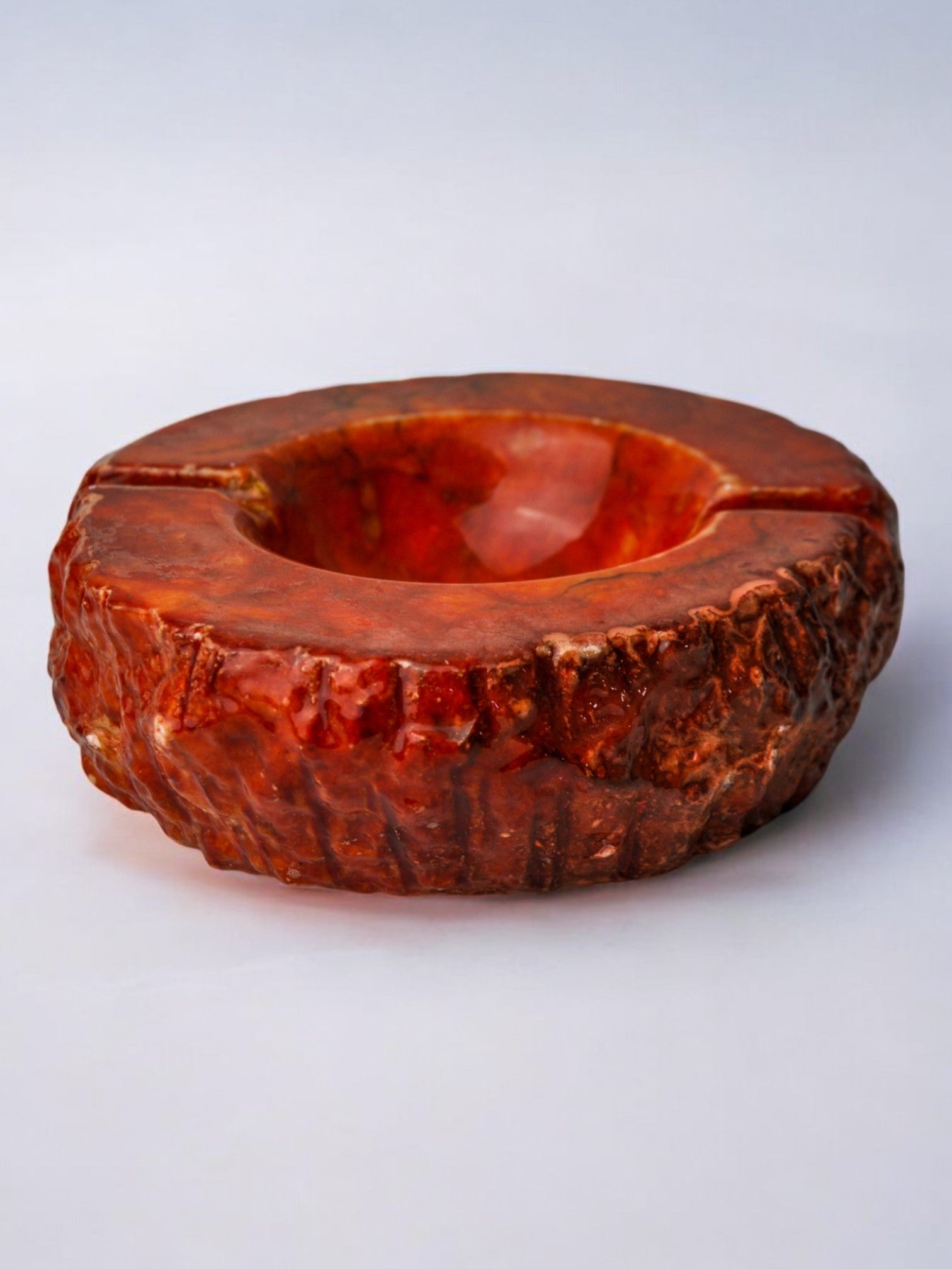 Red alabaster ashtray by Romano Bianchi, Italy, 1970