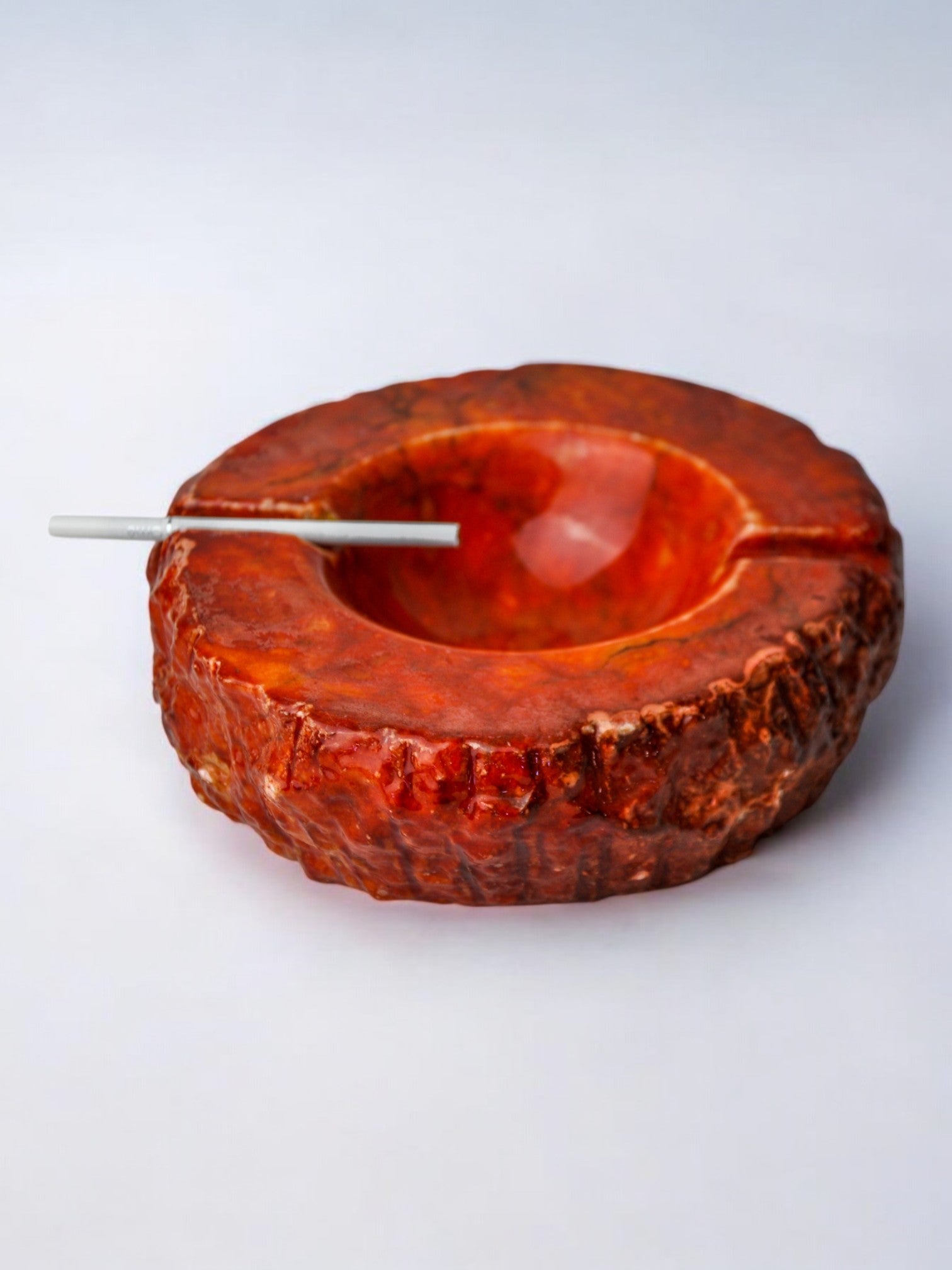 Red alabaster ashtray by Romano Bianchi, Italy, 1970