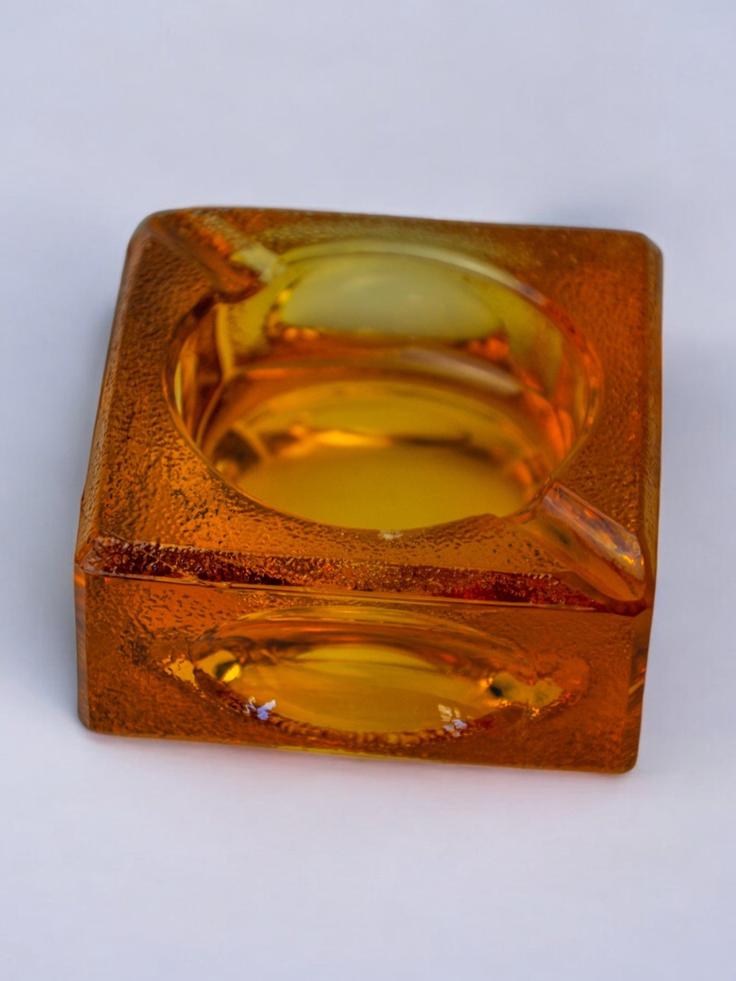 Orange ice cube ashtray by Antonio Imperatore, Murano glass, Italy, 1970
