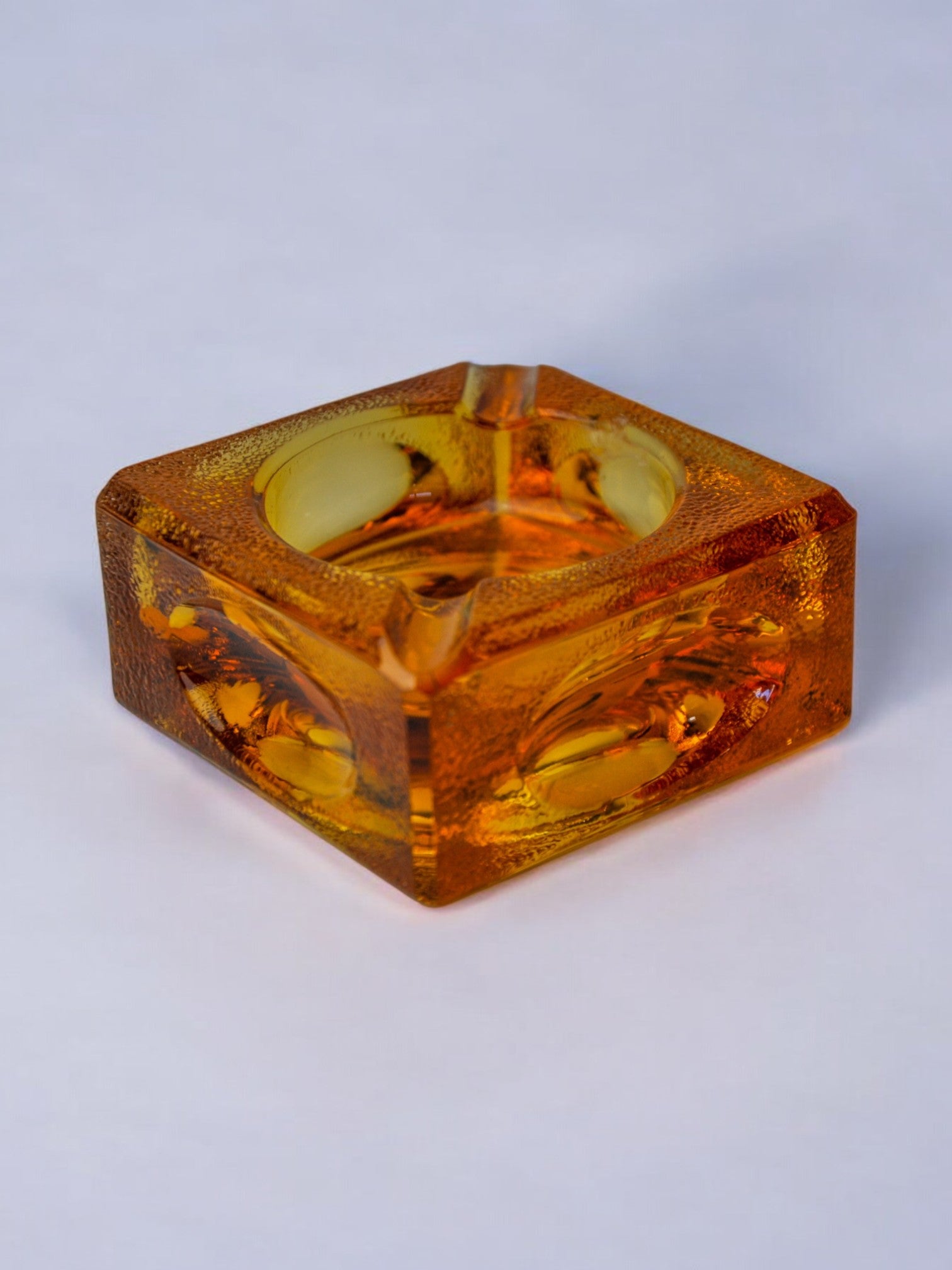 Orange ice cube ashtray by Antonio Imperatore, Murano glass, Italy, 1970