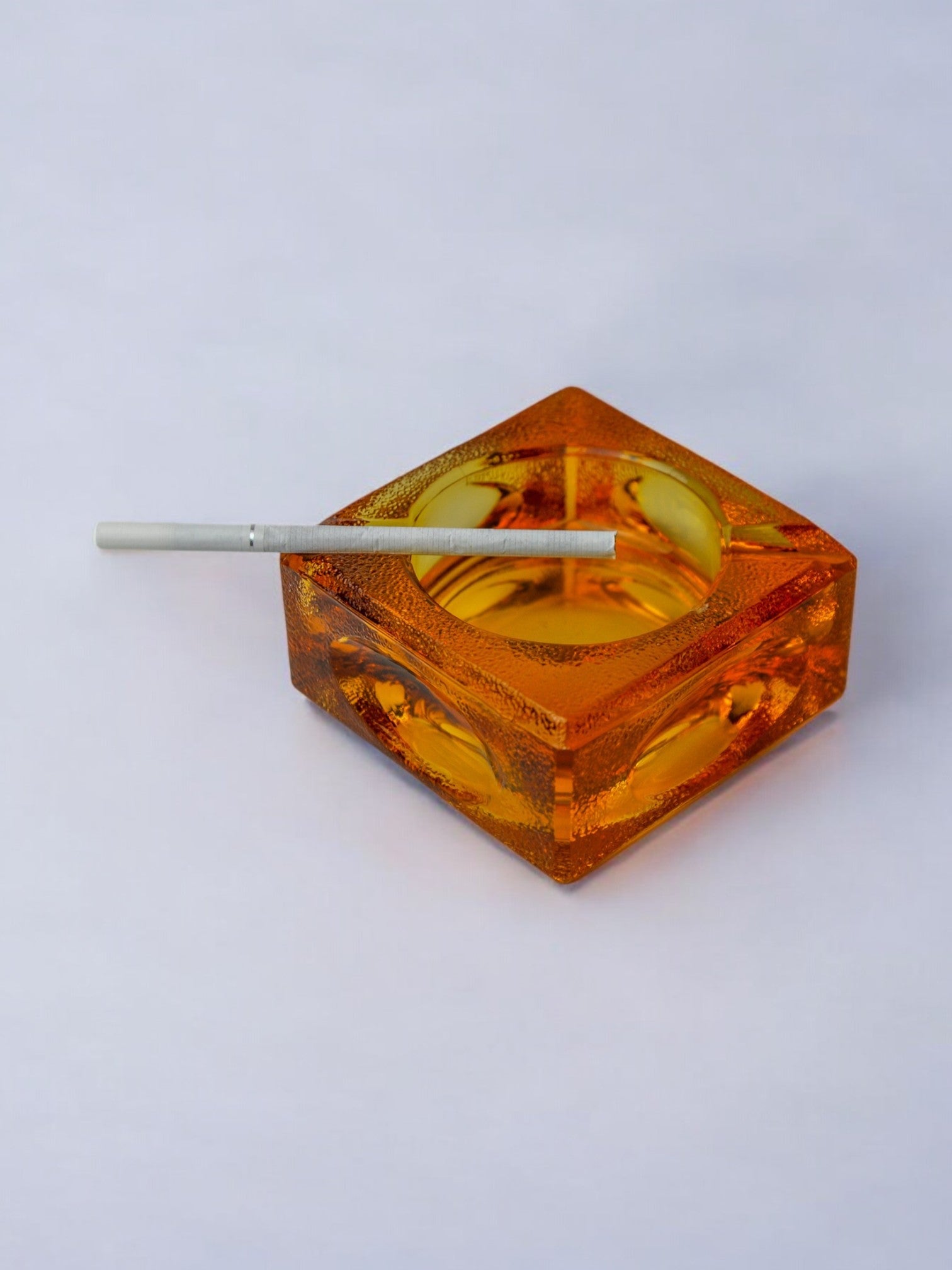 Orange ice cube ashtray by Antonio Imperatore, Murano glass, Italy, 1970