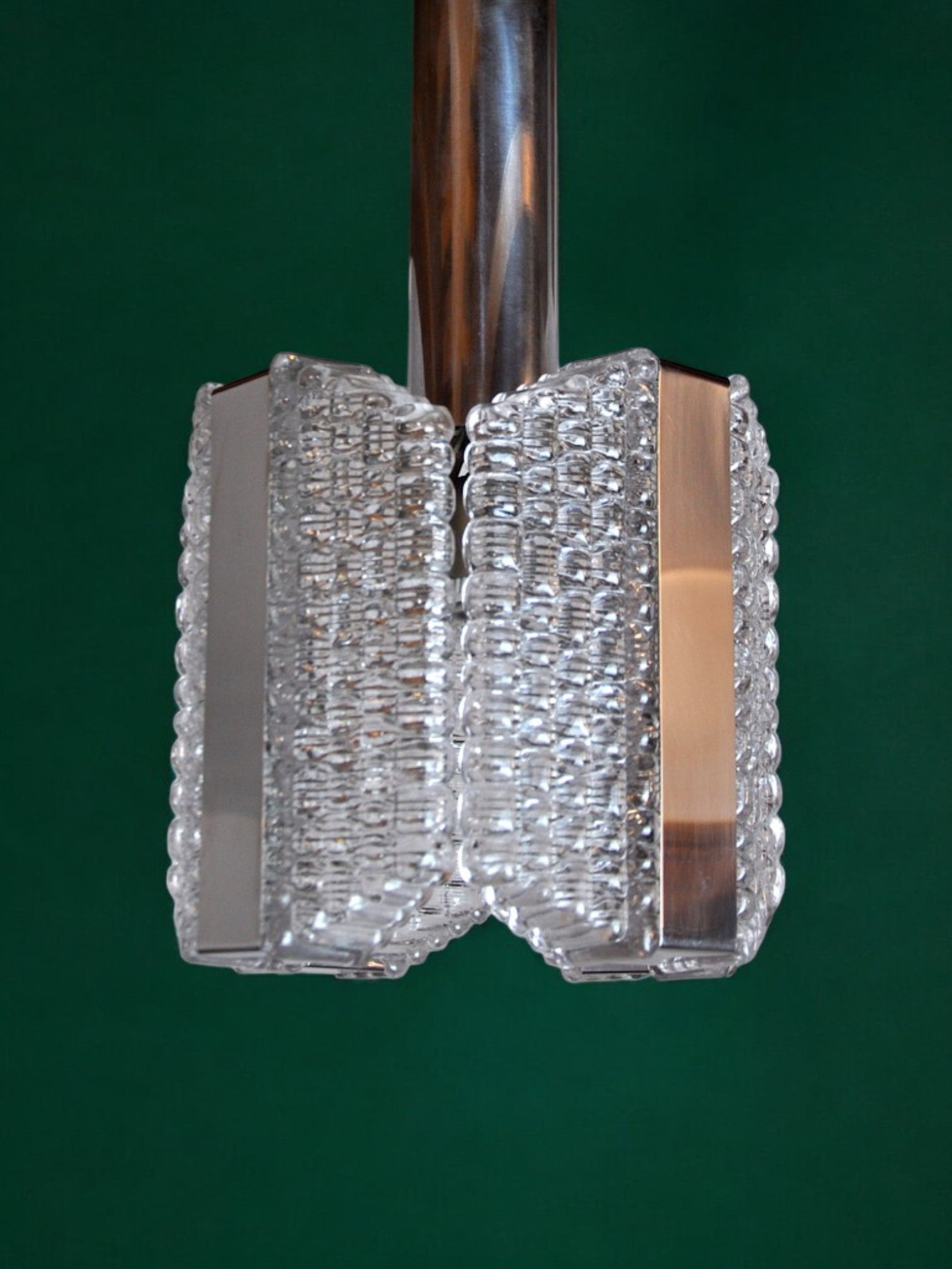 Kaiser Leuchten chandelier, textured crystals, Germany, 1960