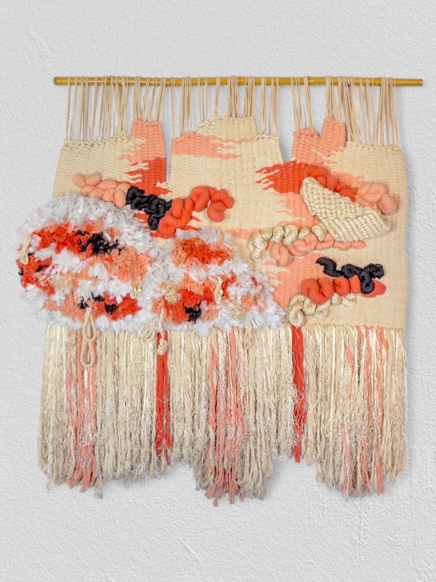Pink Textured Macrame Wall Tapestry, Spain, 1970s