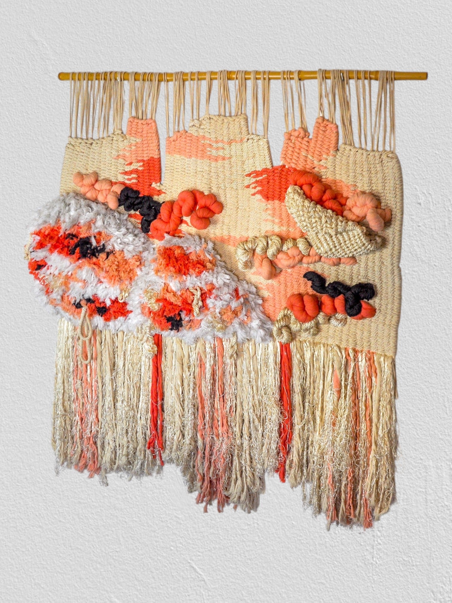 Pink Textured Macrame Wall Tapestry, Spain, 1970s