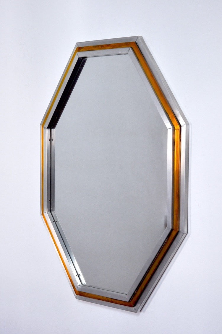 Romeo Regga Italian Octagonal Mirror, 1970s