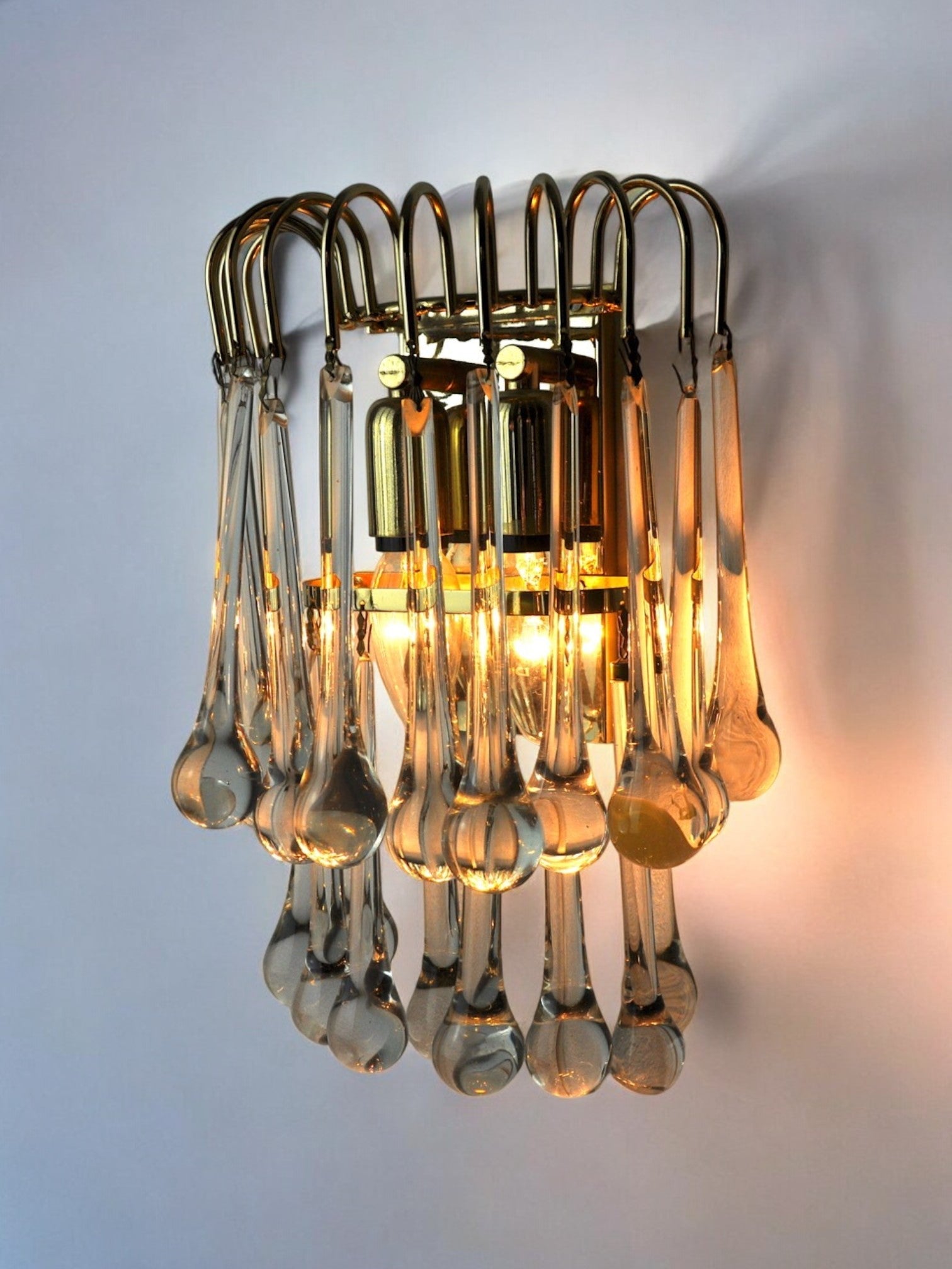 Drops wall lamp by Venini, murano glass, italy, 1960