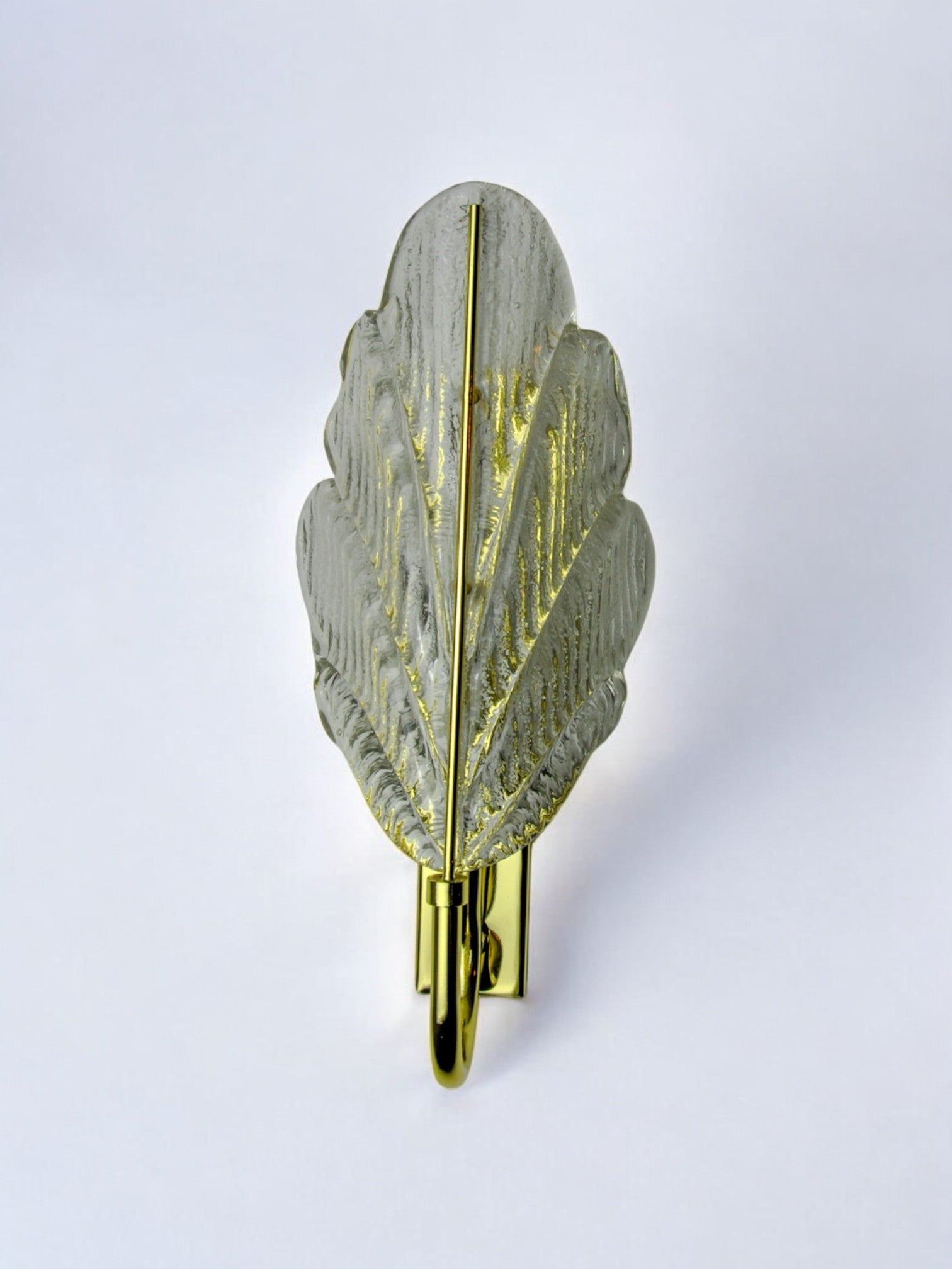 Frosted leaf wall lamp, murano glass, italy, 1970