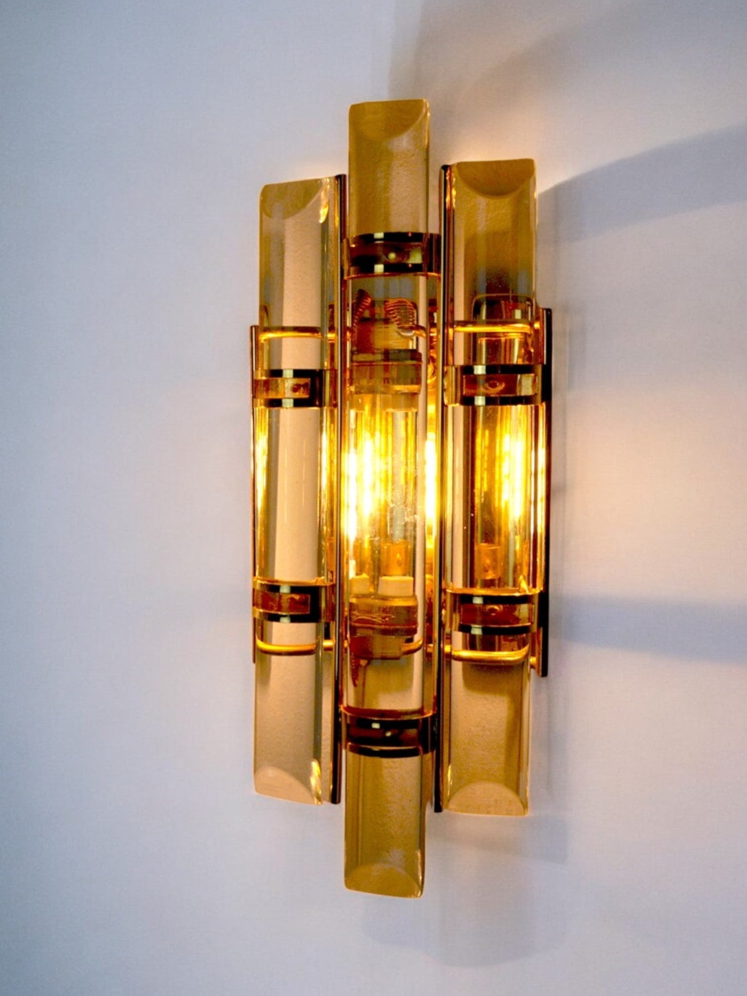 Pair of Venini Murano glass sconces Italy 1970