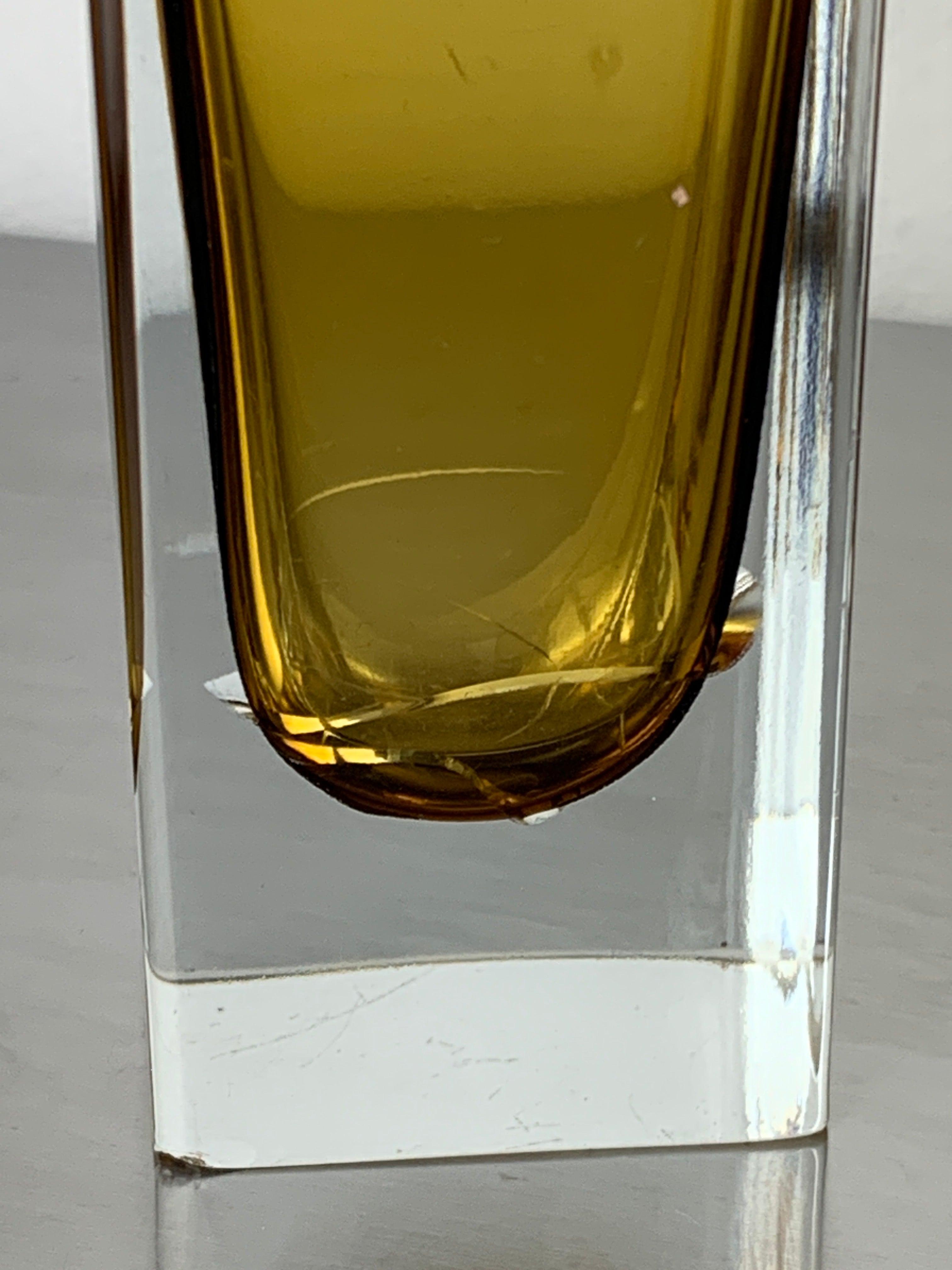 Yellow Sommerso vase, Murano glass, Italy, 1970