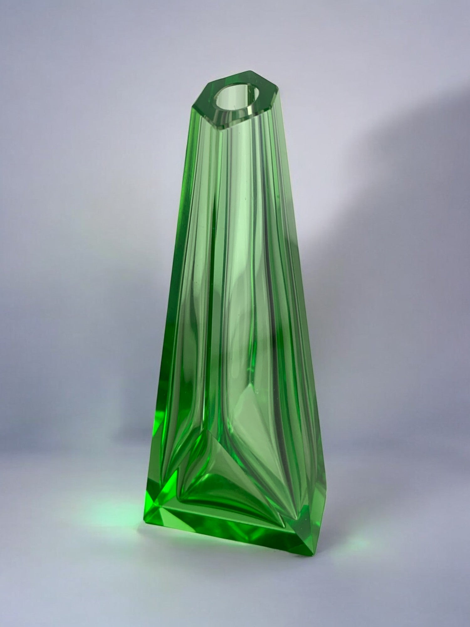 Green Faceted Vase by Seguso, Murano glass, Italy, 1970