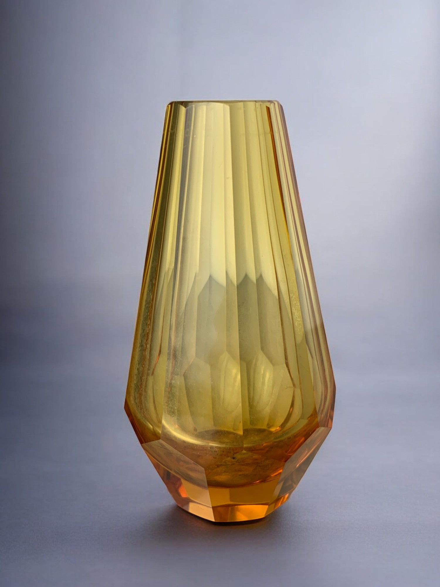Yellow Faceted Vase by Seguso, Murano glass, Italy, 1970