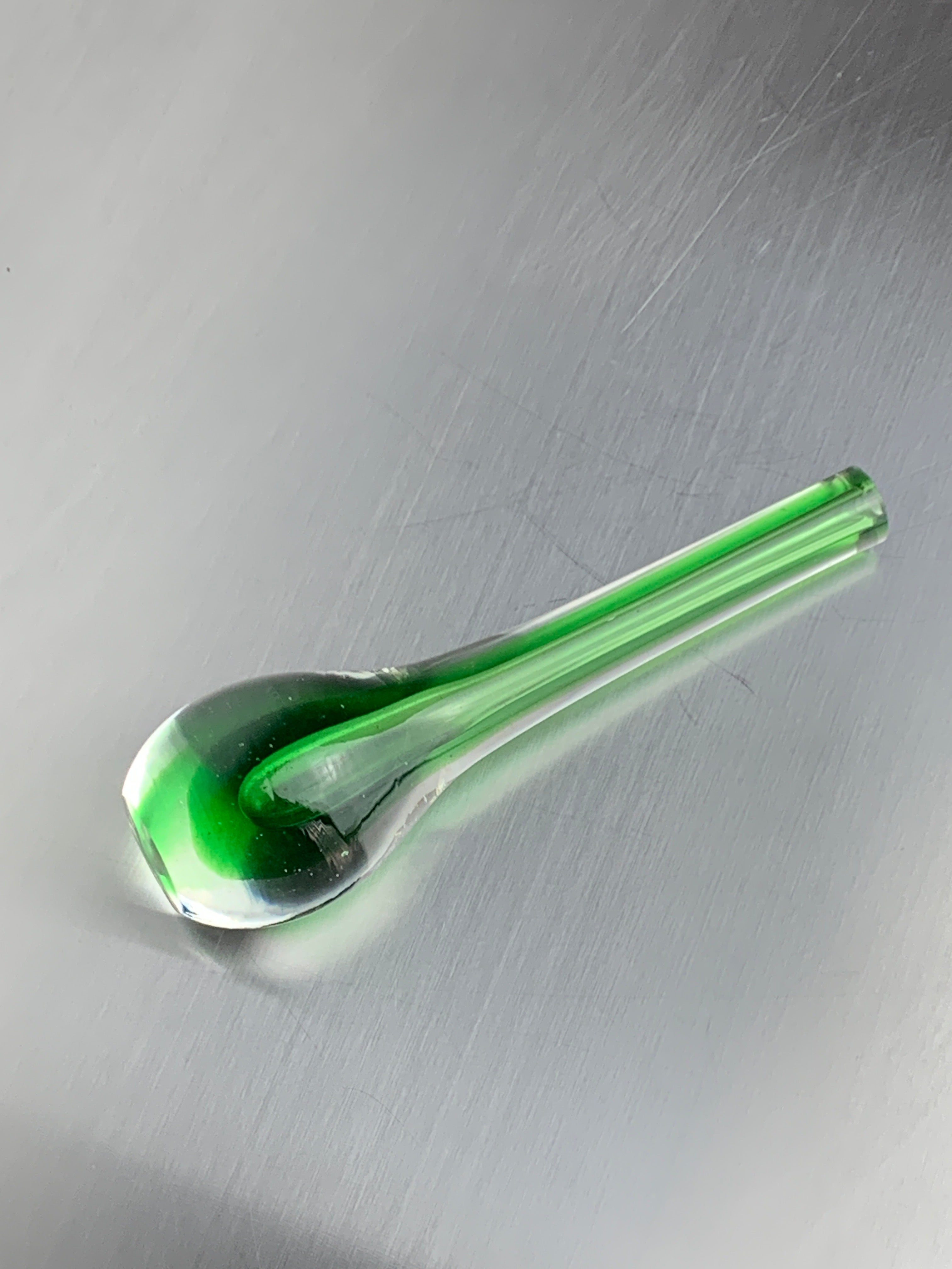 Green sommerso soliflor vase by seguso, murano, italy, 1970