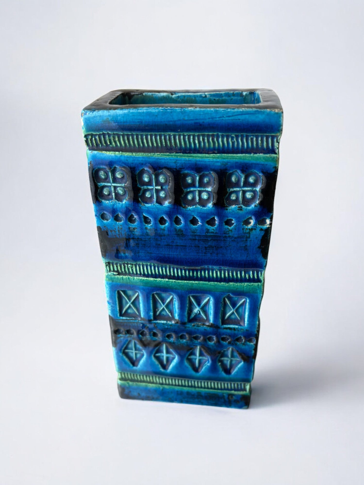 Rhimini blue ceramic vase by Aldo Londi for Bitossi, Italy, 1960's