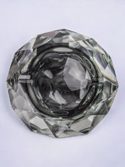 Gray Sommerso ashtray by Seguso, faceted glass, Murano, Italy, 1970