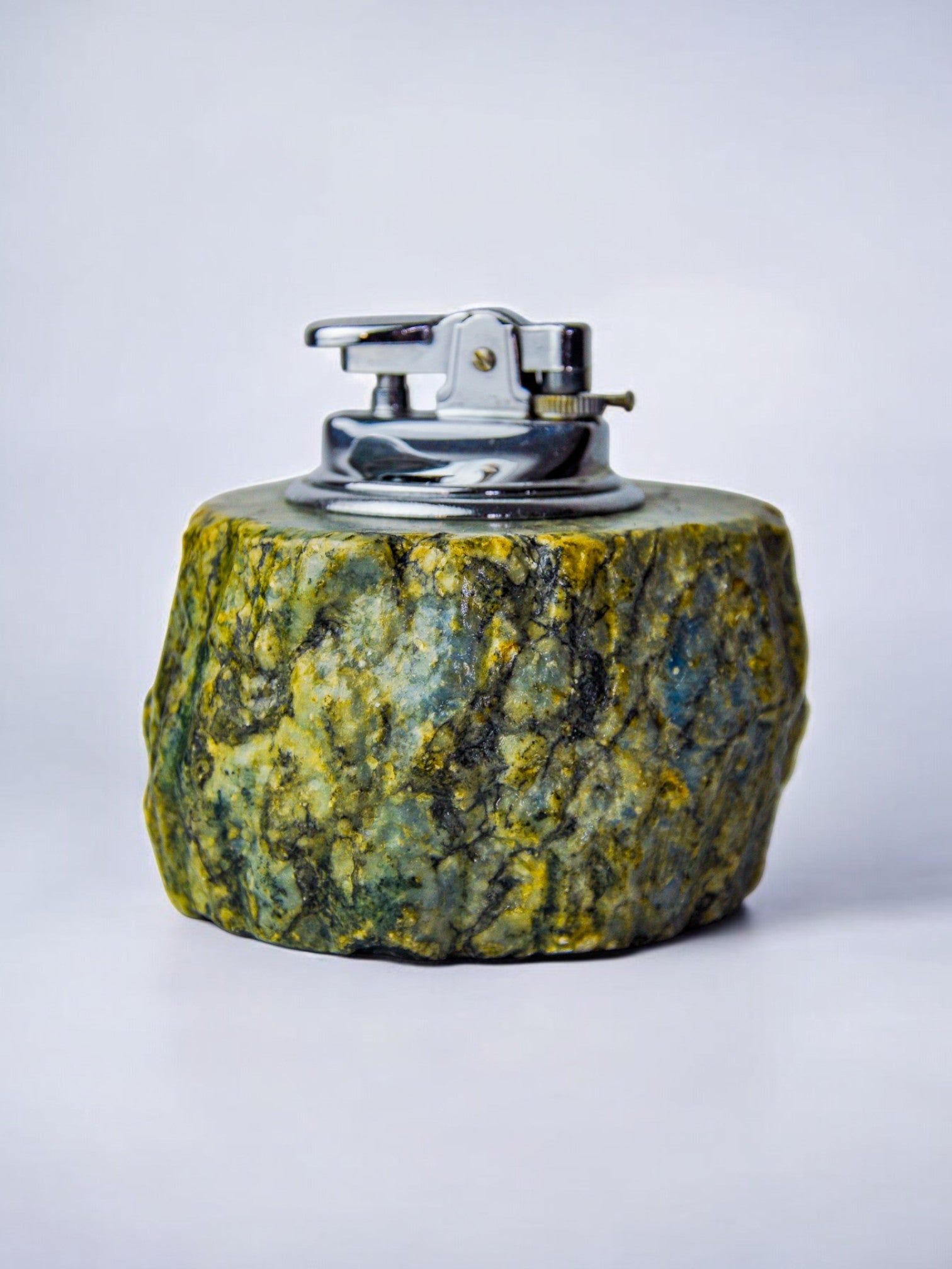 Green alabaster lighter by Romano Bianchi, Italy, 1970